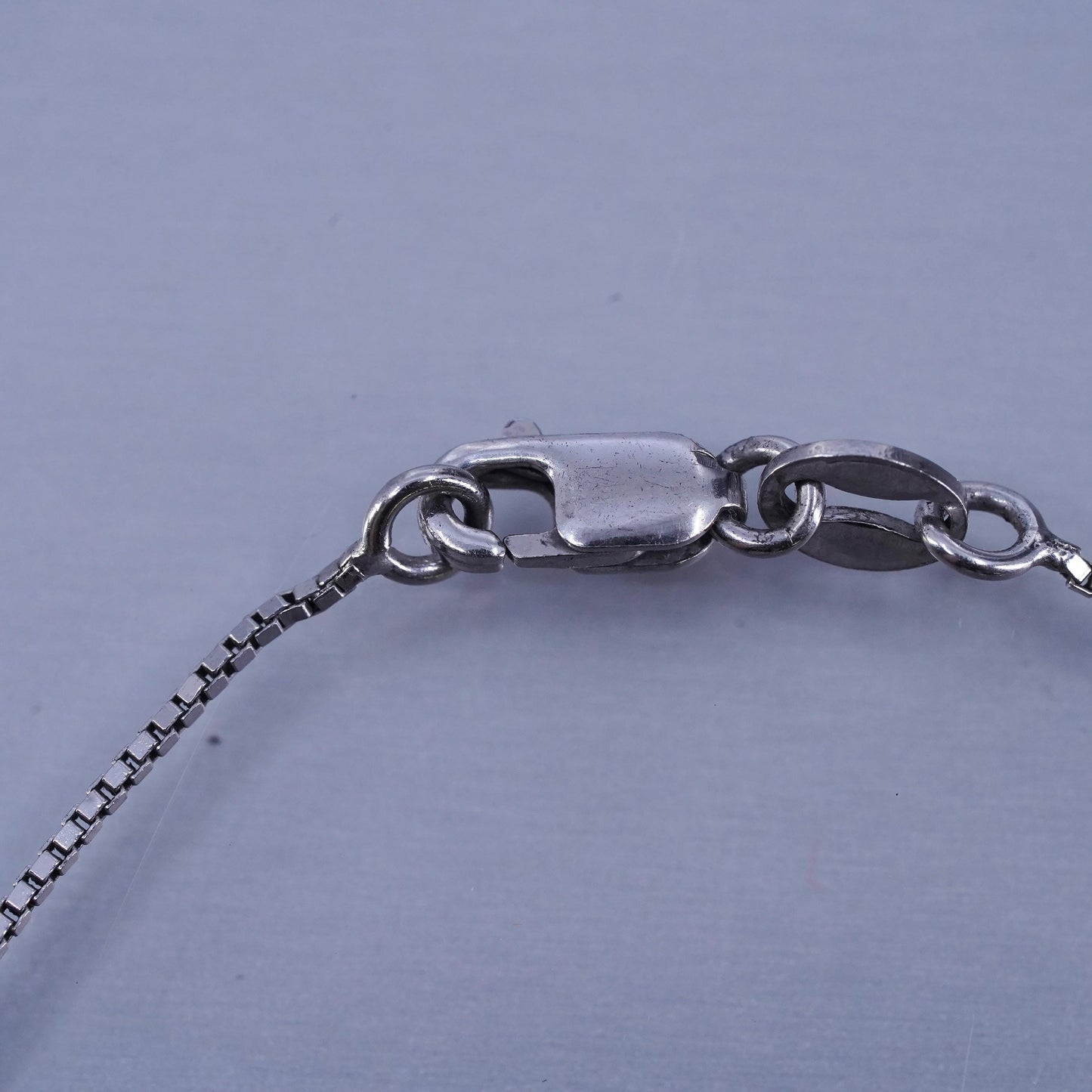 16+2” 1mm, vintage Italy 925 silver box chain necklace
