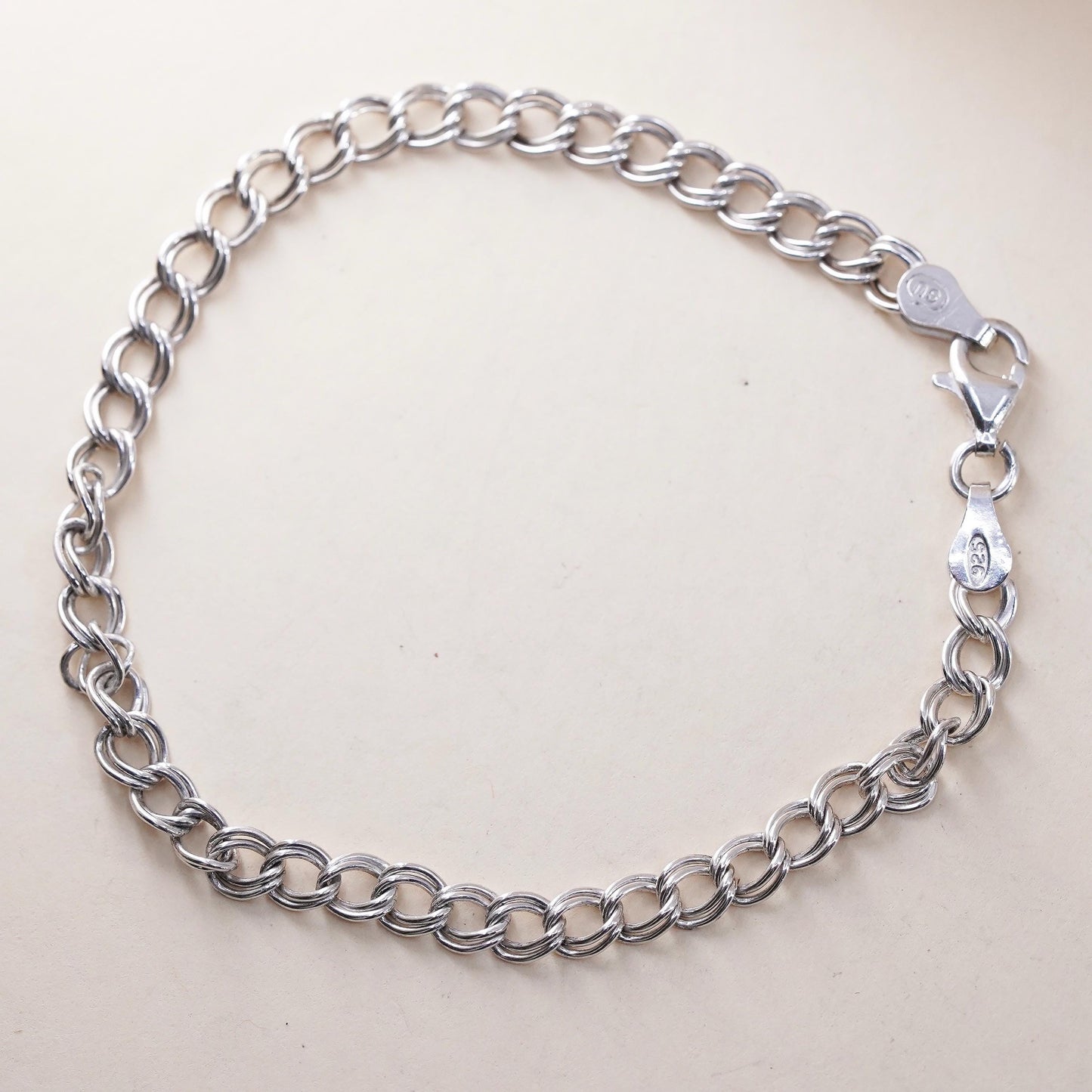 7” 5mm, Vintage sterling silver double curb link chain, 925 bracelet