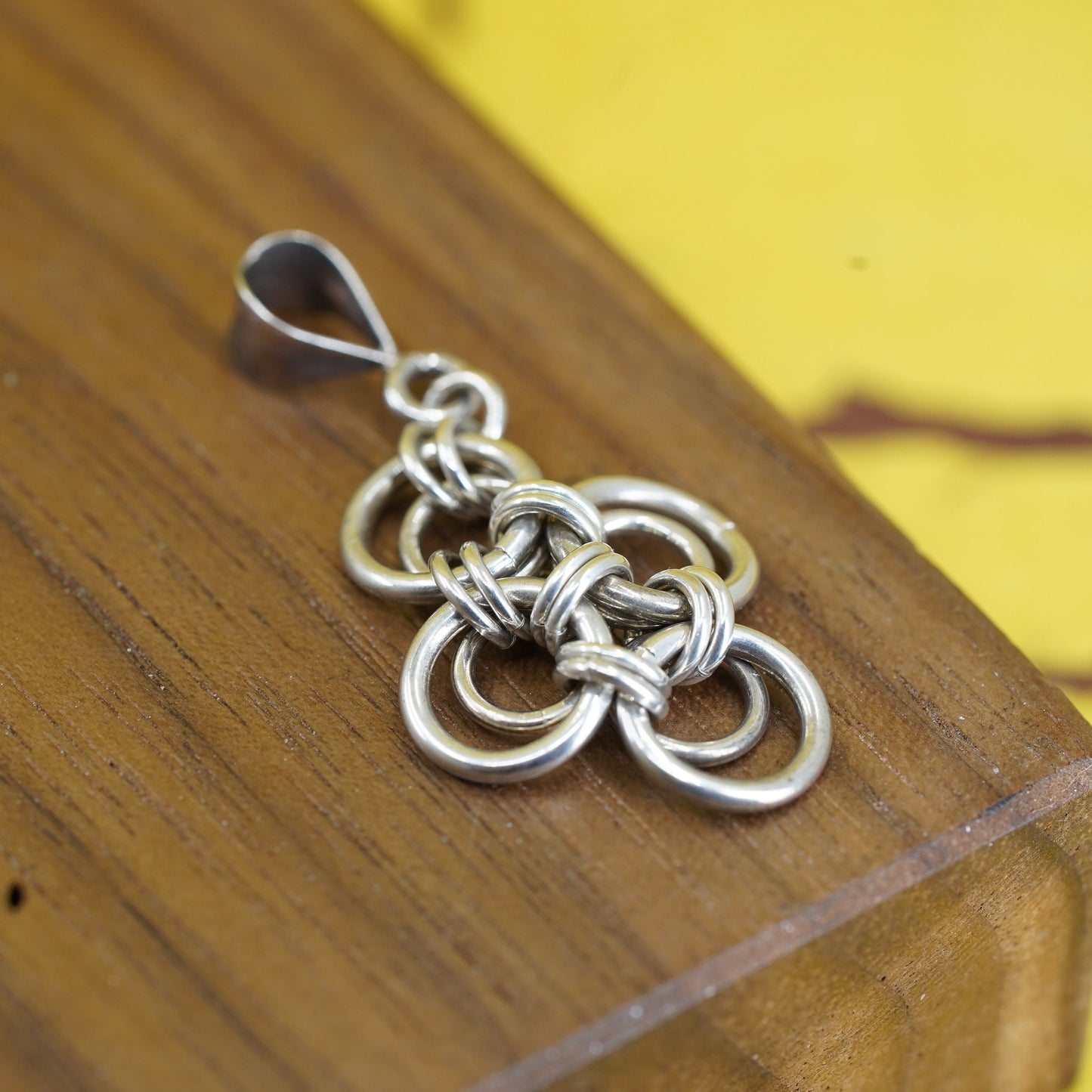 Vintage sterling silver handmade pendant, 925 entwined cross