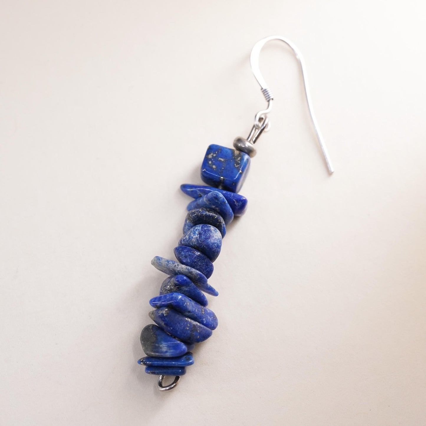Southwestern sterling silver 925 handmade single earring W/ lapis lazuli beads