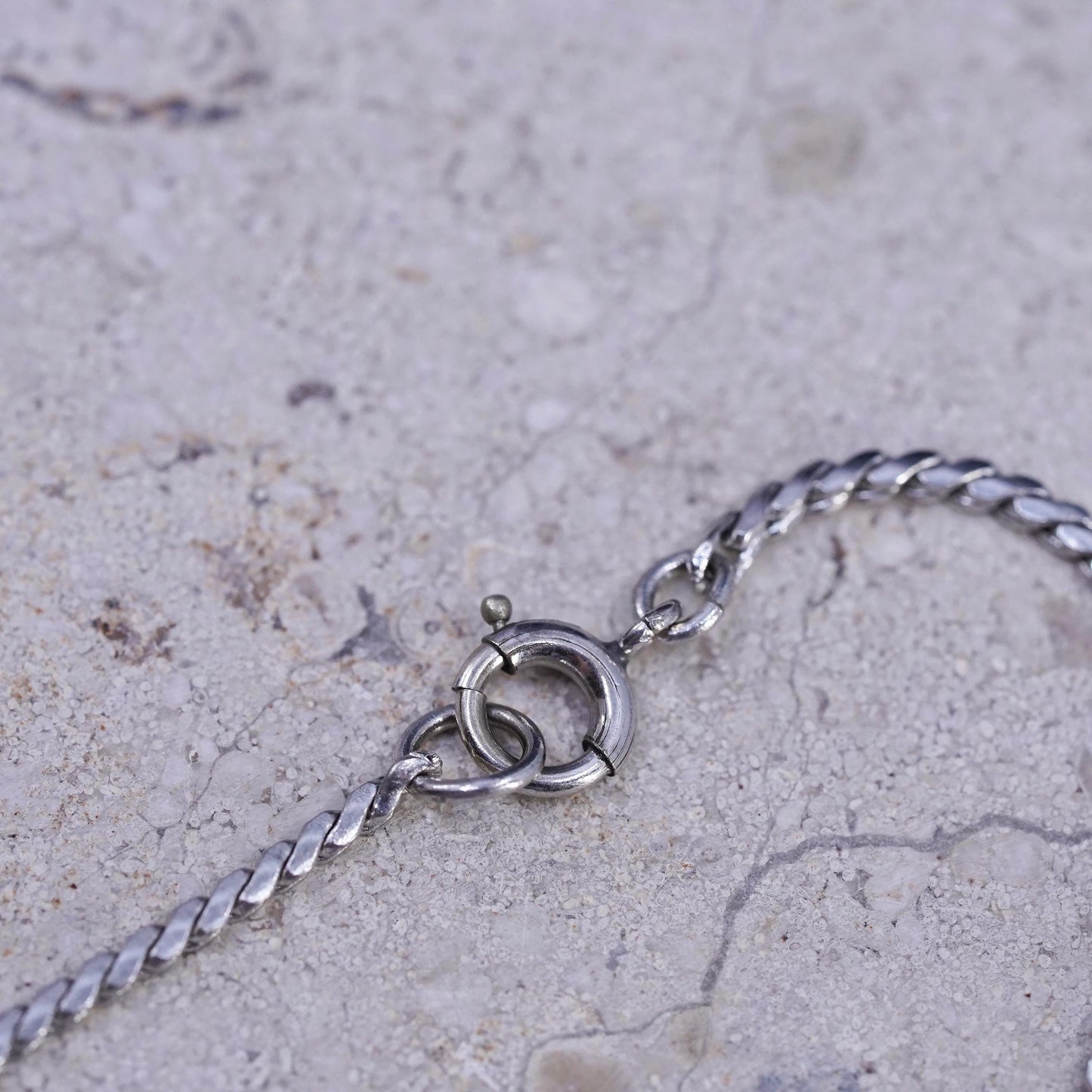 16", vintage white gold GF necklace with blue Rhinestone