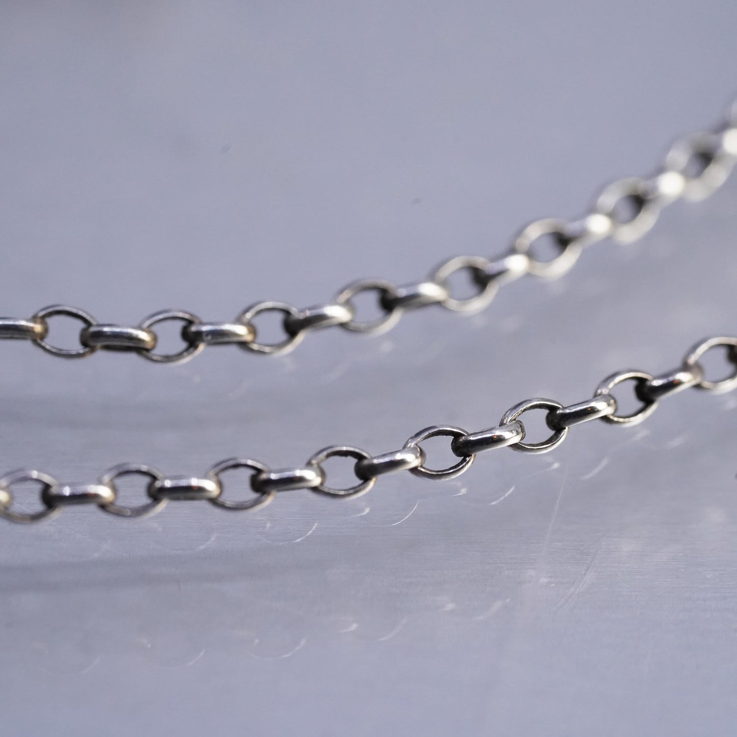 18" 2mm, vintage Sterling 925 silver circle chain necklace