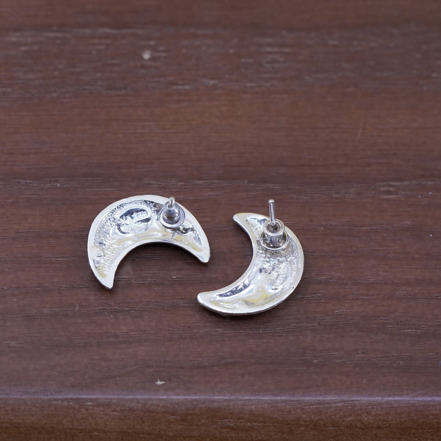 Vintage Mexico Sterling silver handmade earrings, 925 moon star studs