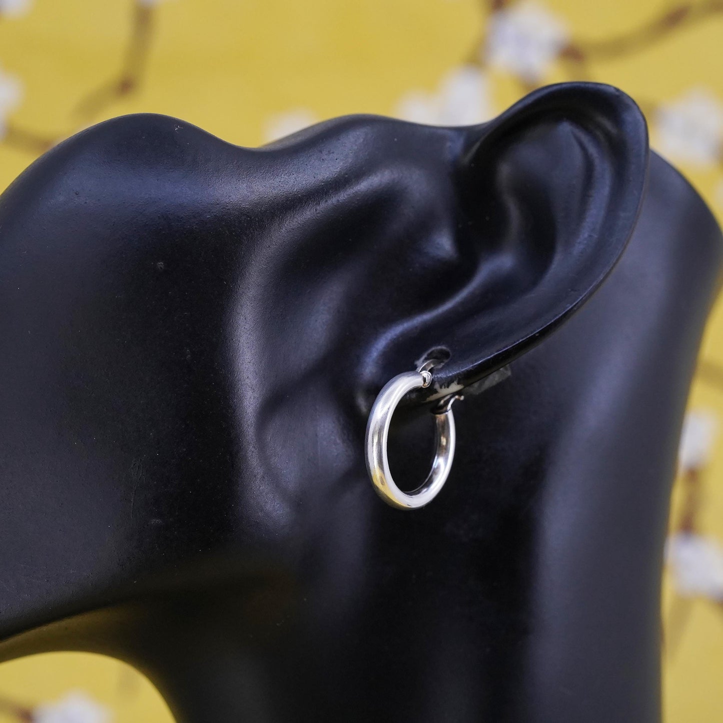 0.75”, Vintage Sterling silver handmade earrings, 925 hoops