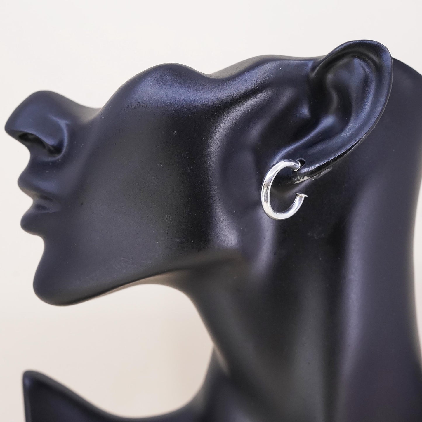 0.75", Vintage sterling silver single earring, minimalist primitive hoop stud