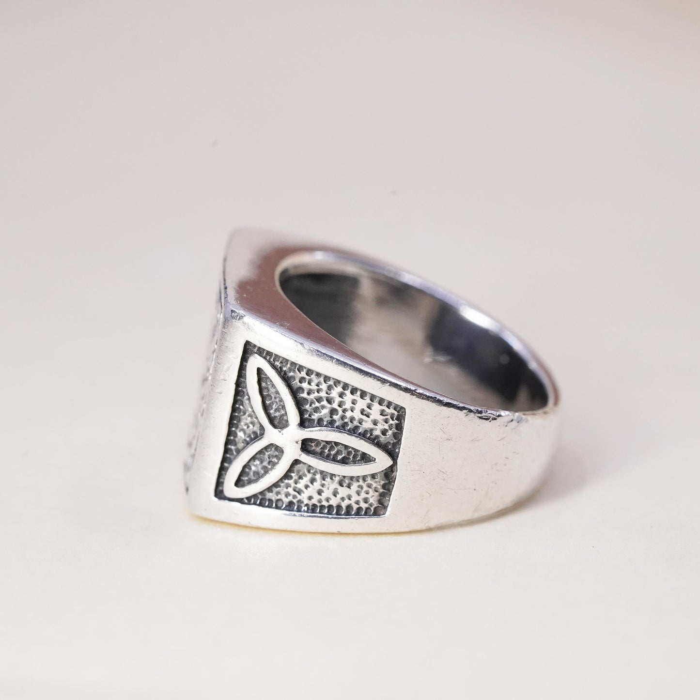 Size 6.5, VTG sterling silver handmade wired ring, 925 irish entwined knot band