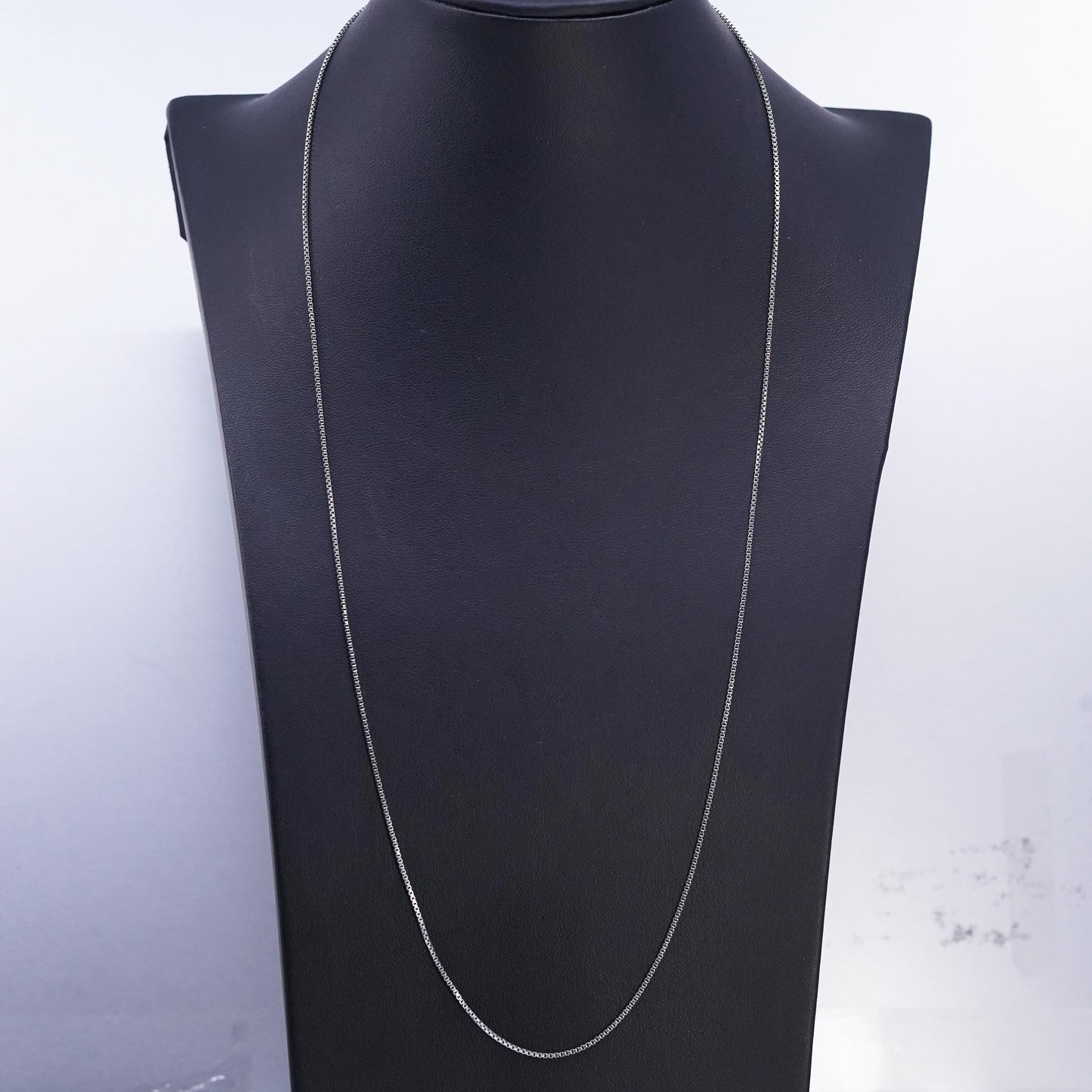 25" 1mm, Vintage sterling silver box chain, 925 silver necklace
