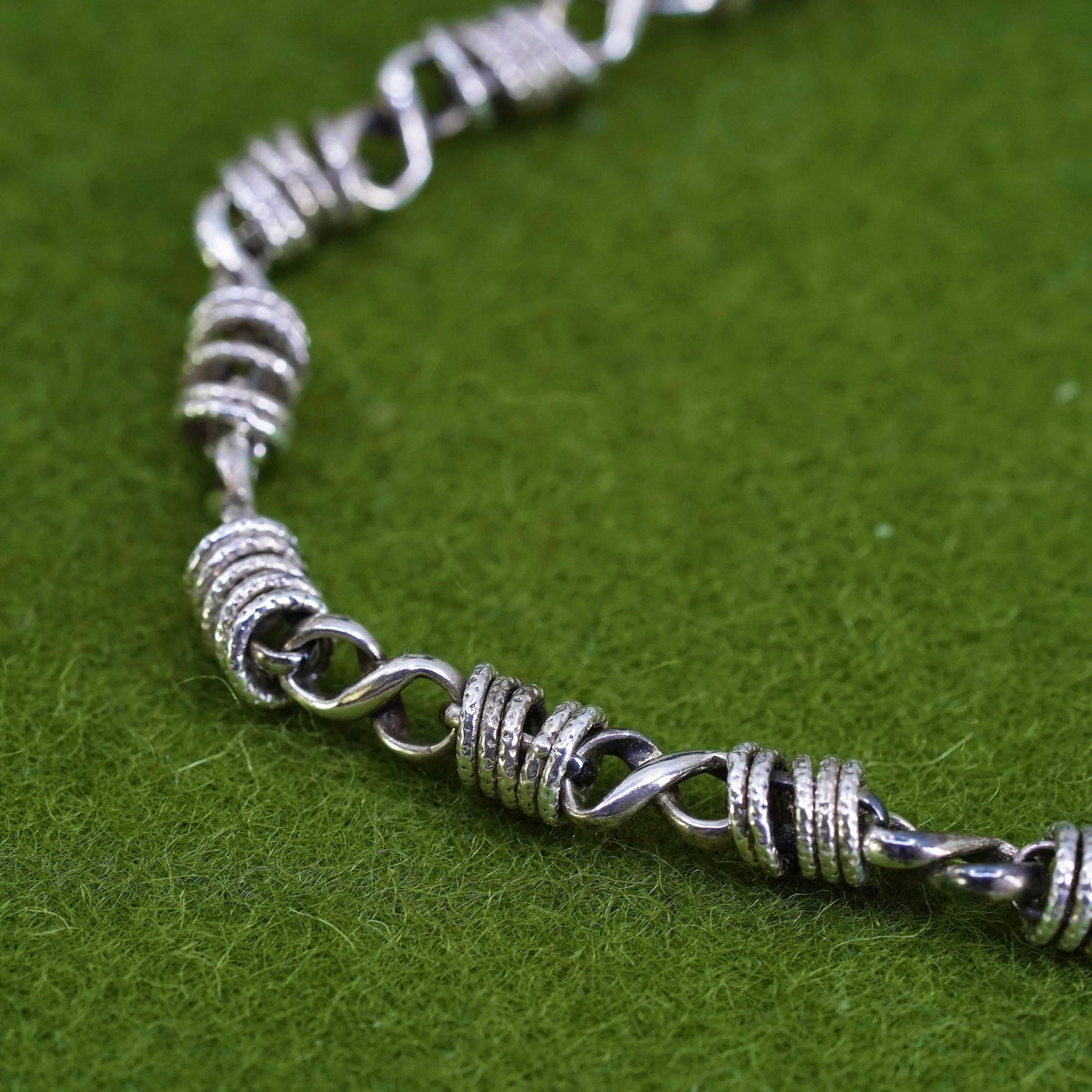 7" , sterling silver charm bracelet, 925 bold circle chain with Toggle Closure