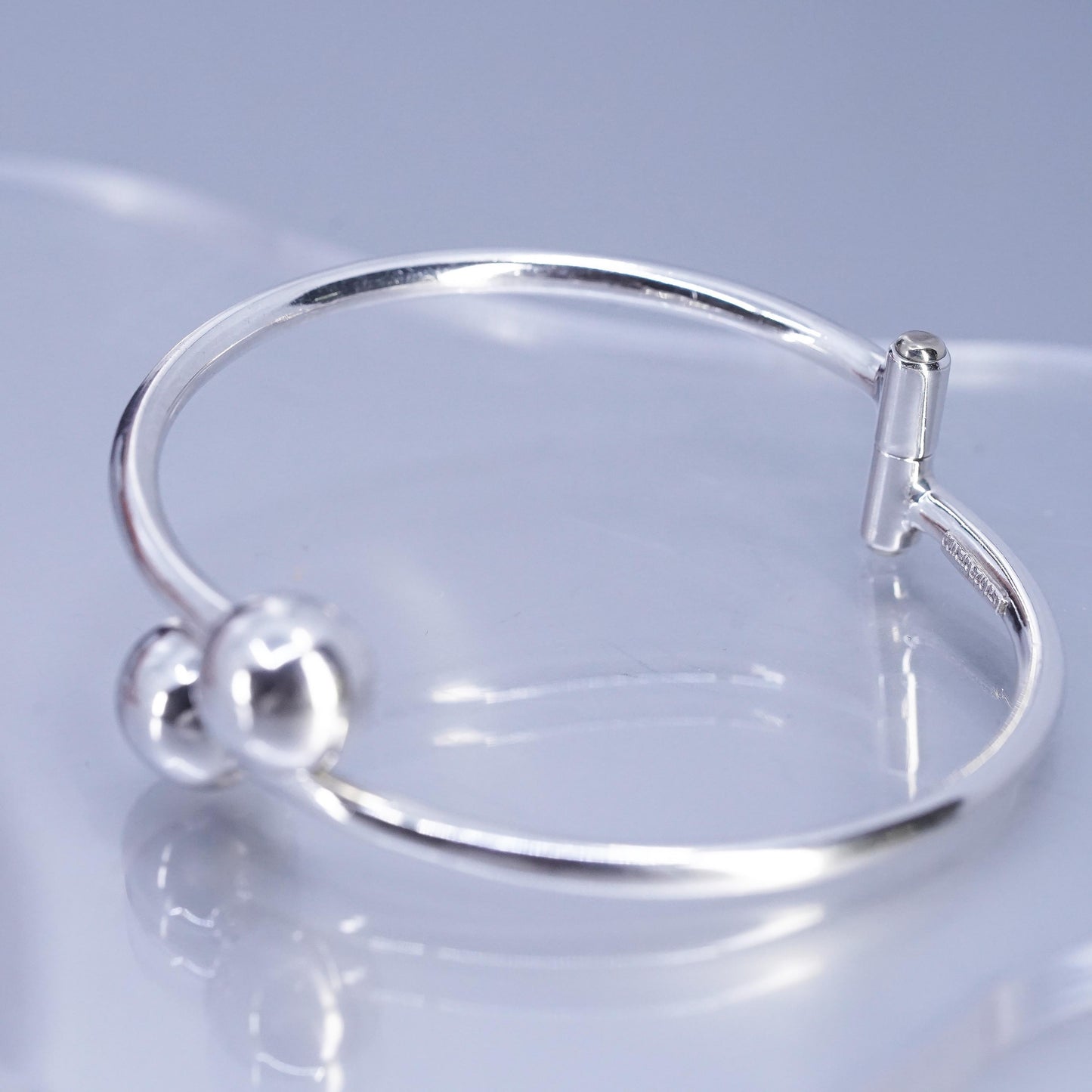 7”, Vintage Sterling 925 silver handmade bracelet, wrap bangle with ends