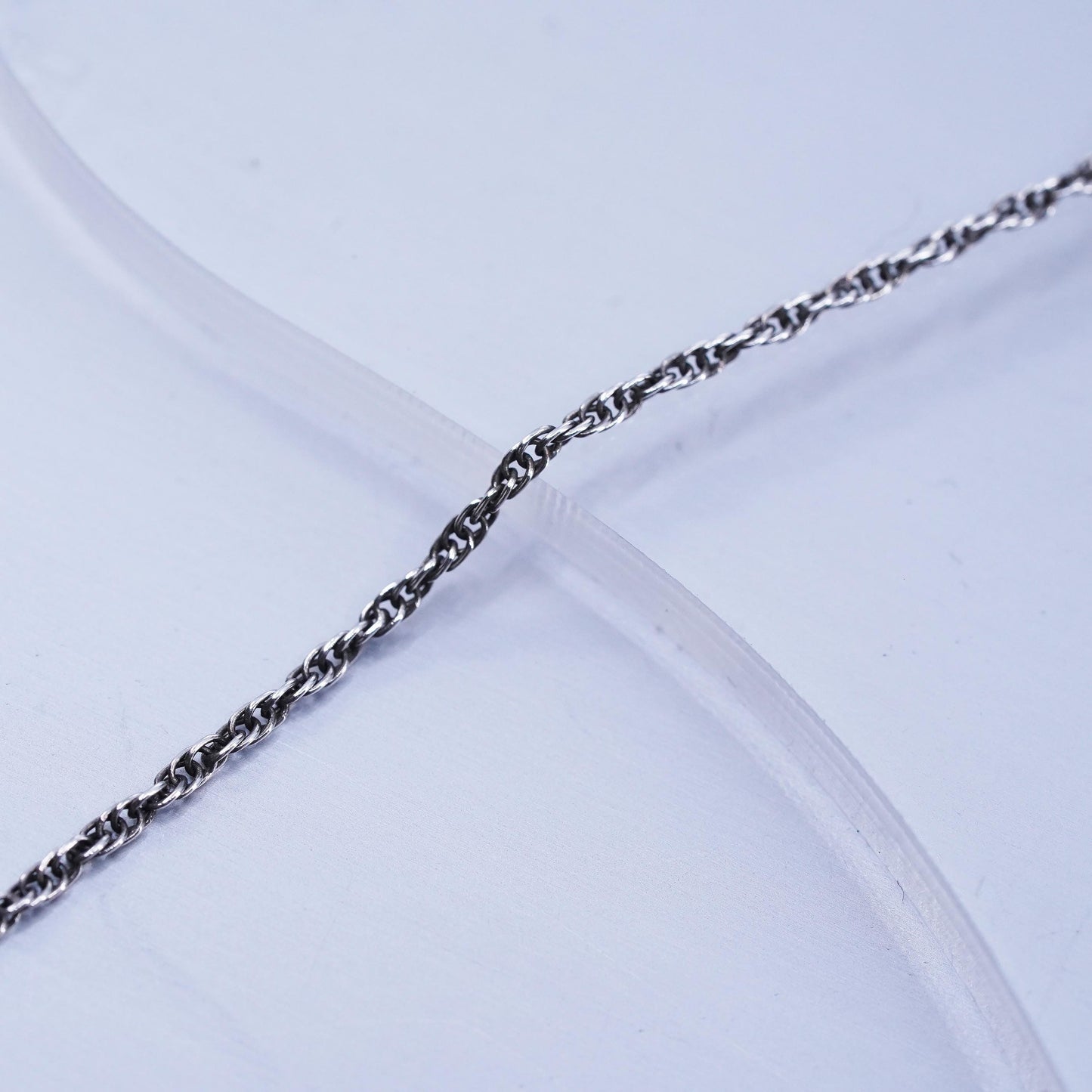 24” 2mm, vintage Italian Sterling 925 silver Singapore rope chain necklace