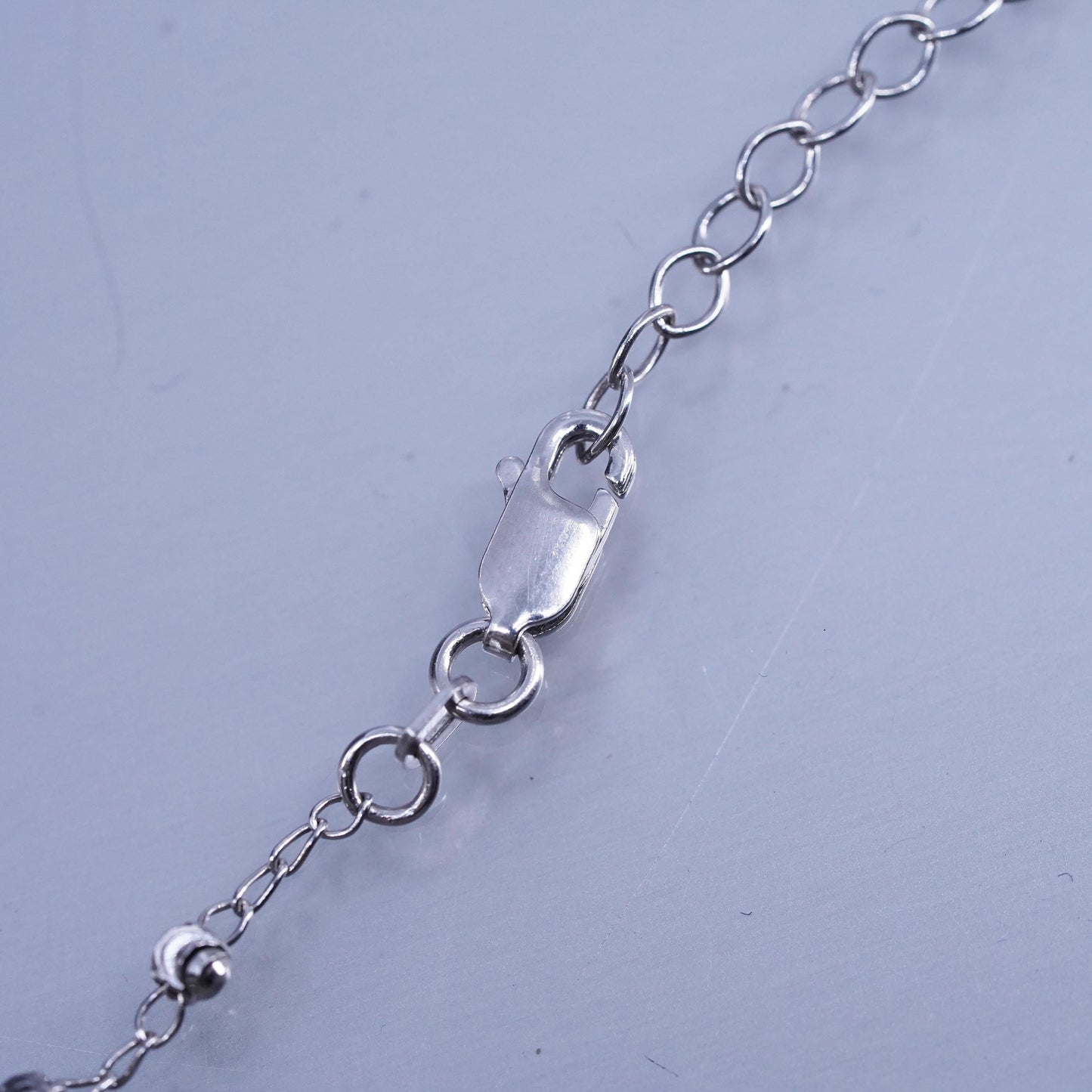 12+3”, vintage Italian Sterling 925 silver bead chain necklace