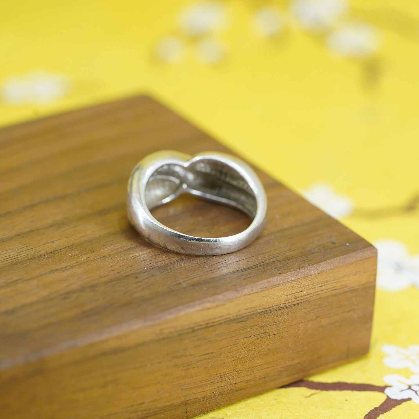 Size 8, Sterling silver handmade ring, 925 ribbed band, minimalist, modernist
