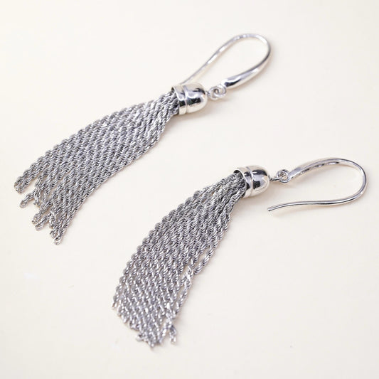 Vintage Peru Sterling 925 silver handmade rope chain fridge earrings