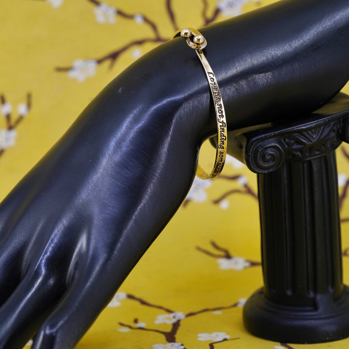 7", Vermeil gold over Sterling silver bracelet, 925 bangle “love is not finding