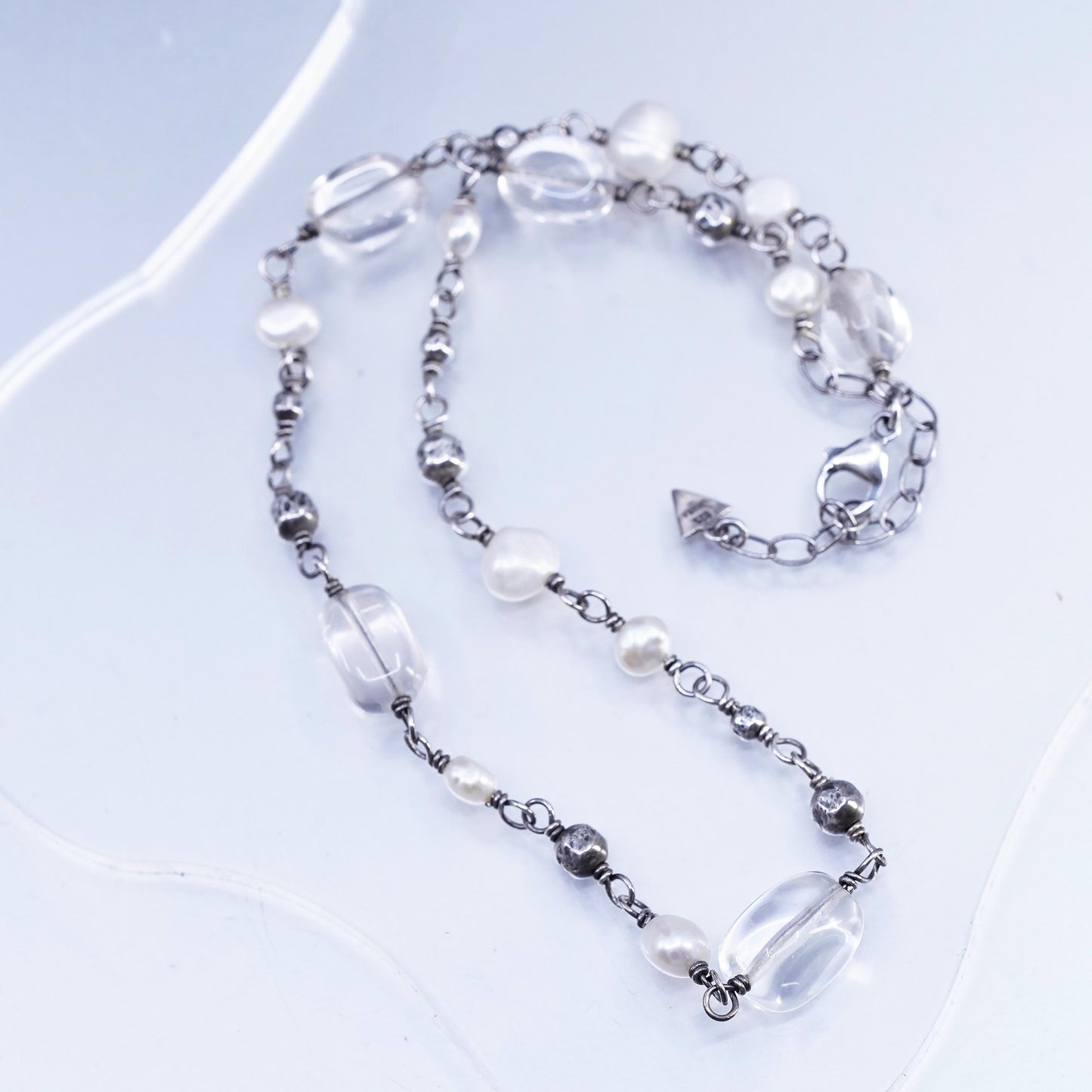 16+2", Silpada Sterling Silver Freshwater Pearl Crystal Necklace N1602 TS6330