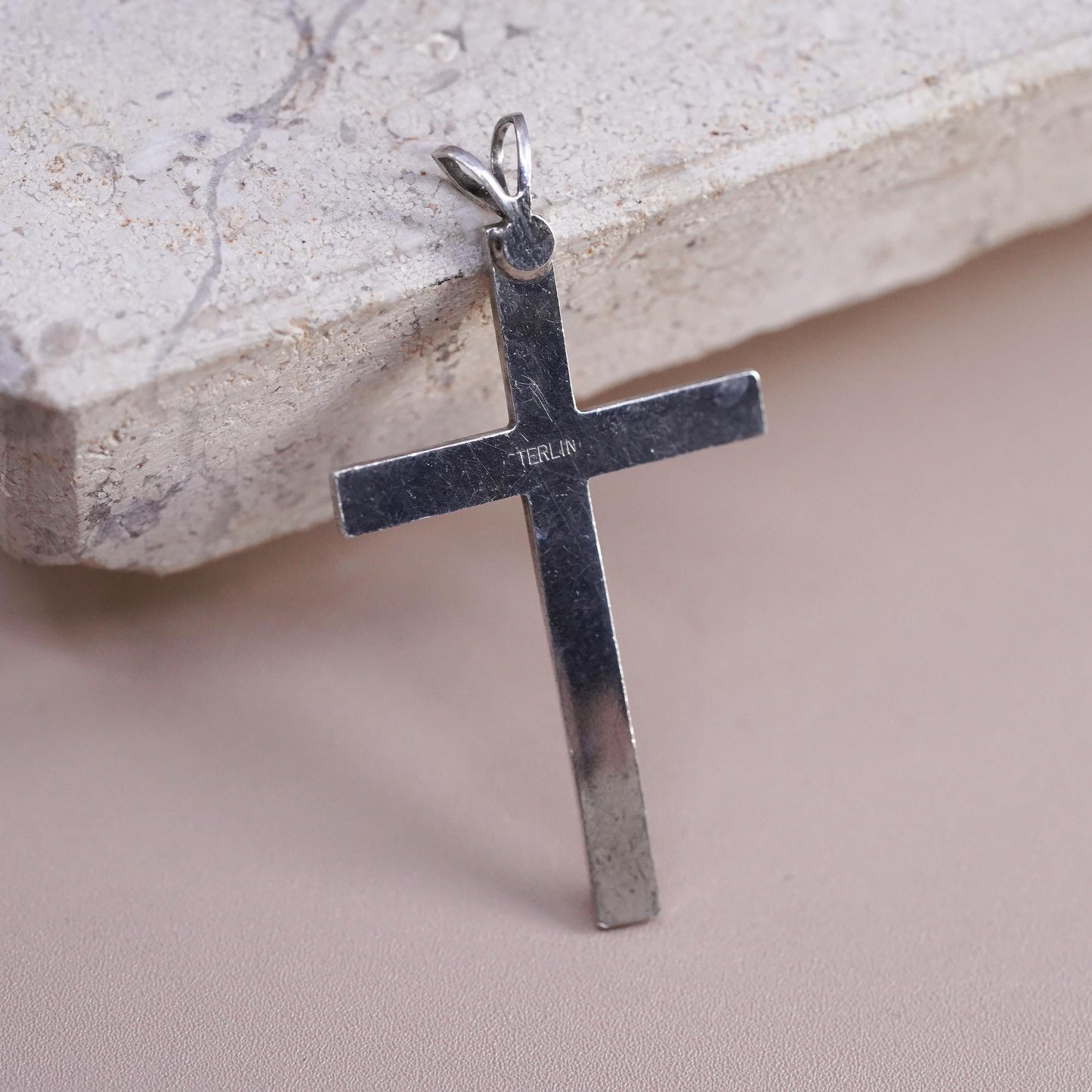 Vintage Sterling silver Handmade charm, 925 cross pendant