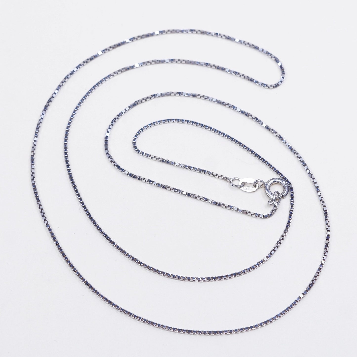 24”, 1mm, Vintage diagonal Italian sterling silver box chain, Italy chain