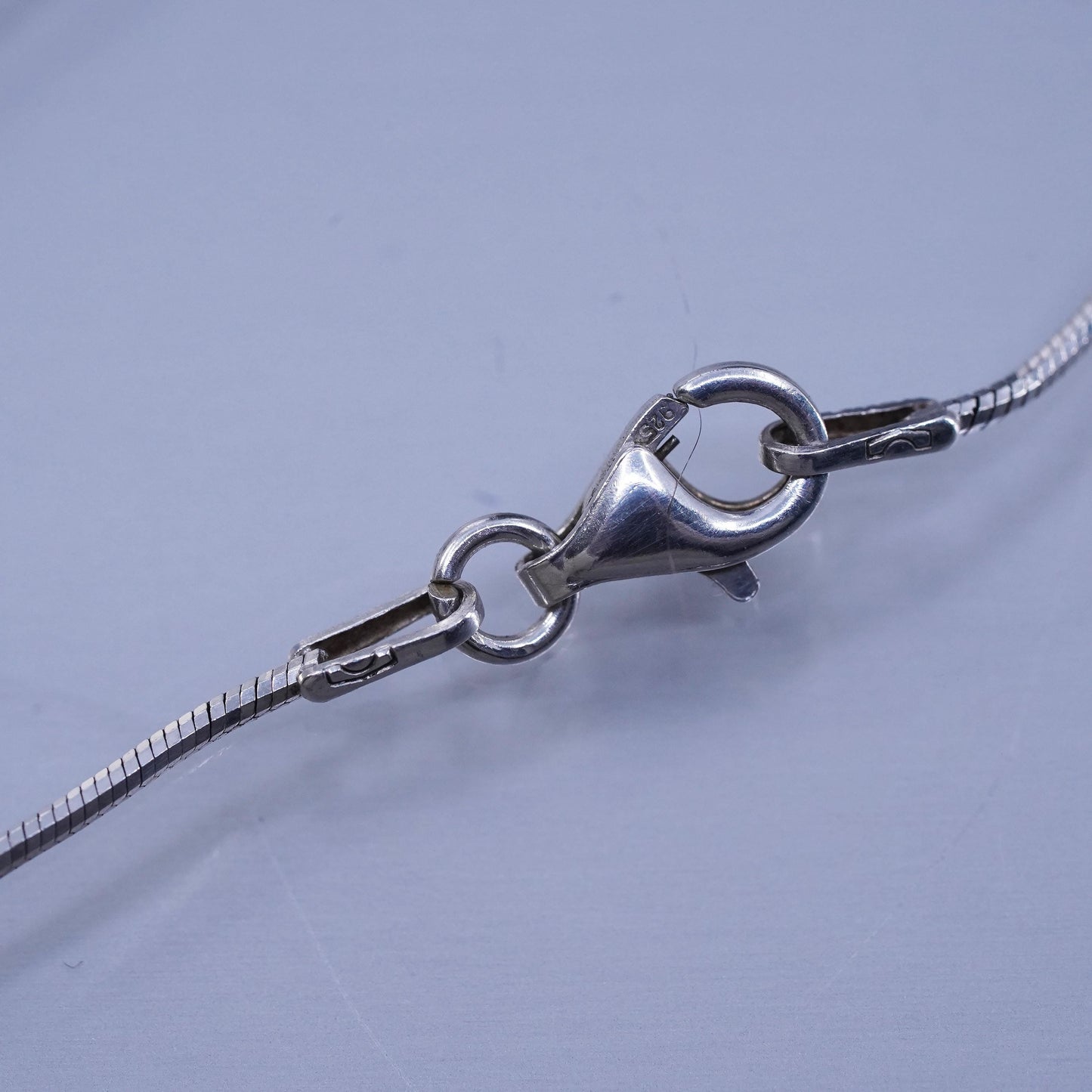 18” 1mm, vintage Italian Sterling 925 silver square snake chain necklace