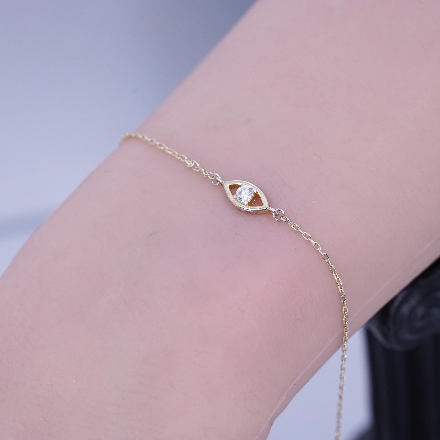 8+1”, Sugerfix vermeil gold Sterling 925 silver bracelet, anklet evil eye charm