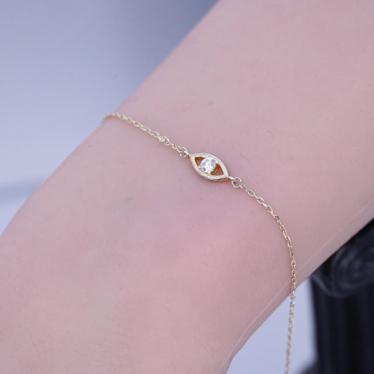 8+1”, Sugerfix vermeil gold Sterling 925 silver bracelet, anklet evil eye charm