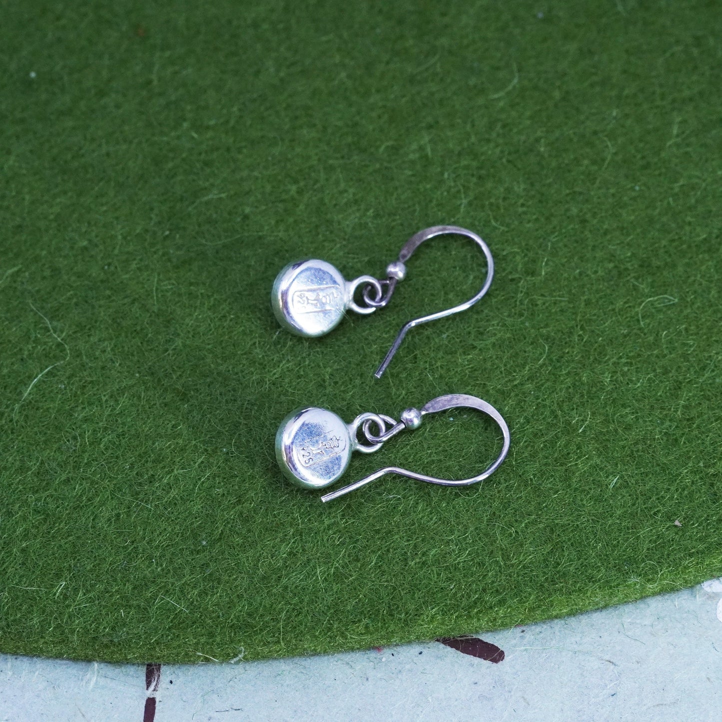 Vintage sterling 925 silver handmade circle earrings with resin