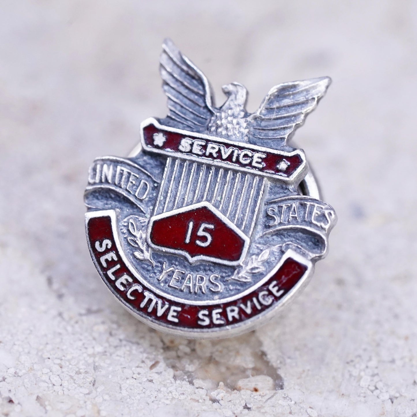 Sterling 925 Silver United States Service 15 Pin Eagle Military Lapel Badge