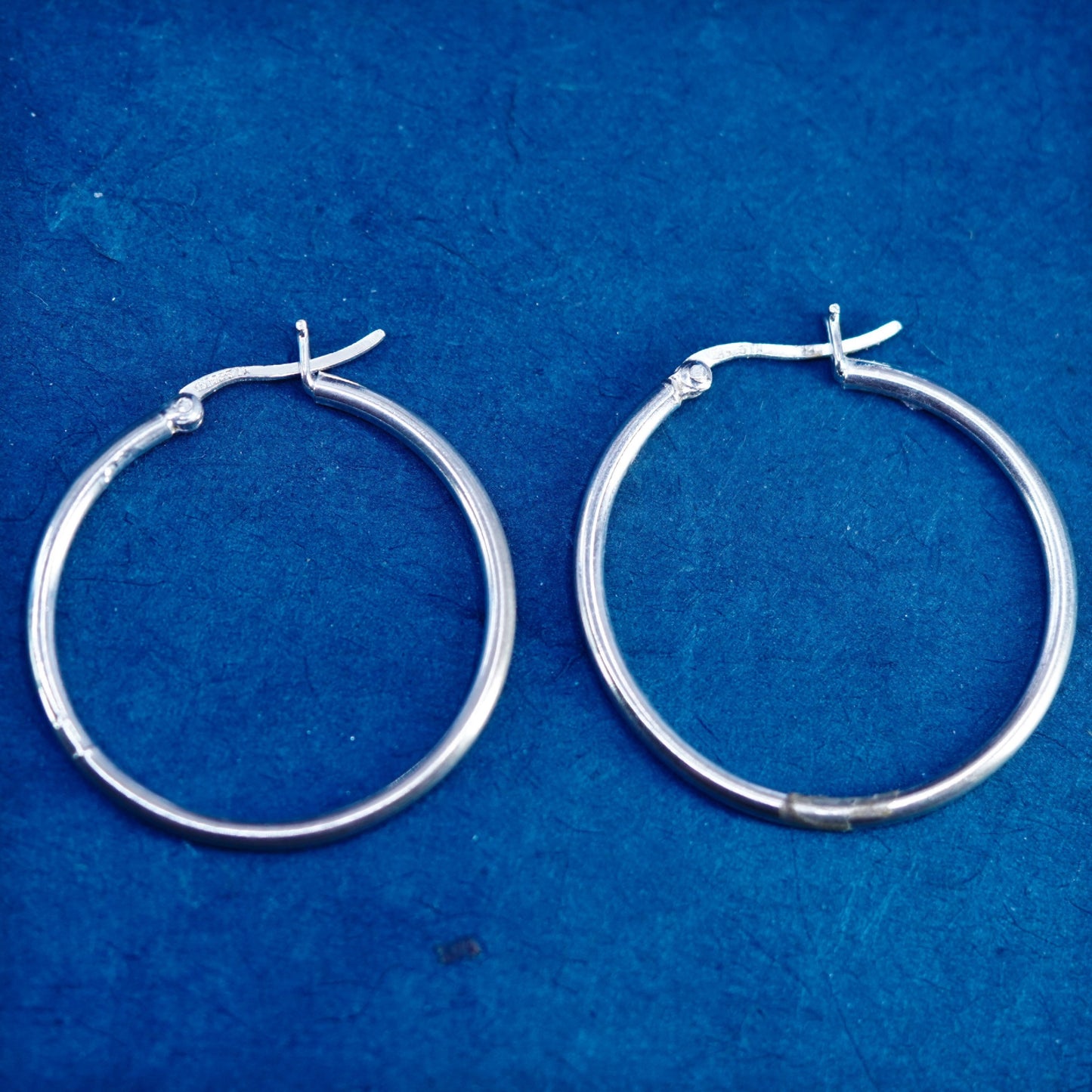1.25”, vintage Sterling silver handmade hoop earrings, 925 huggie