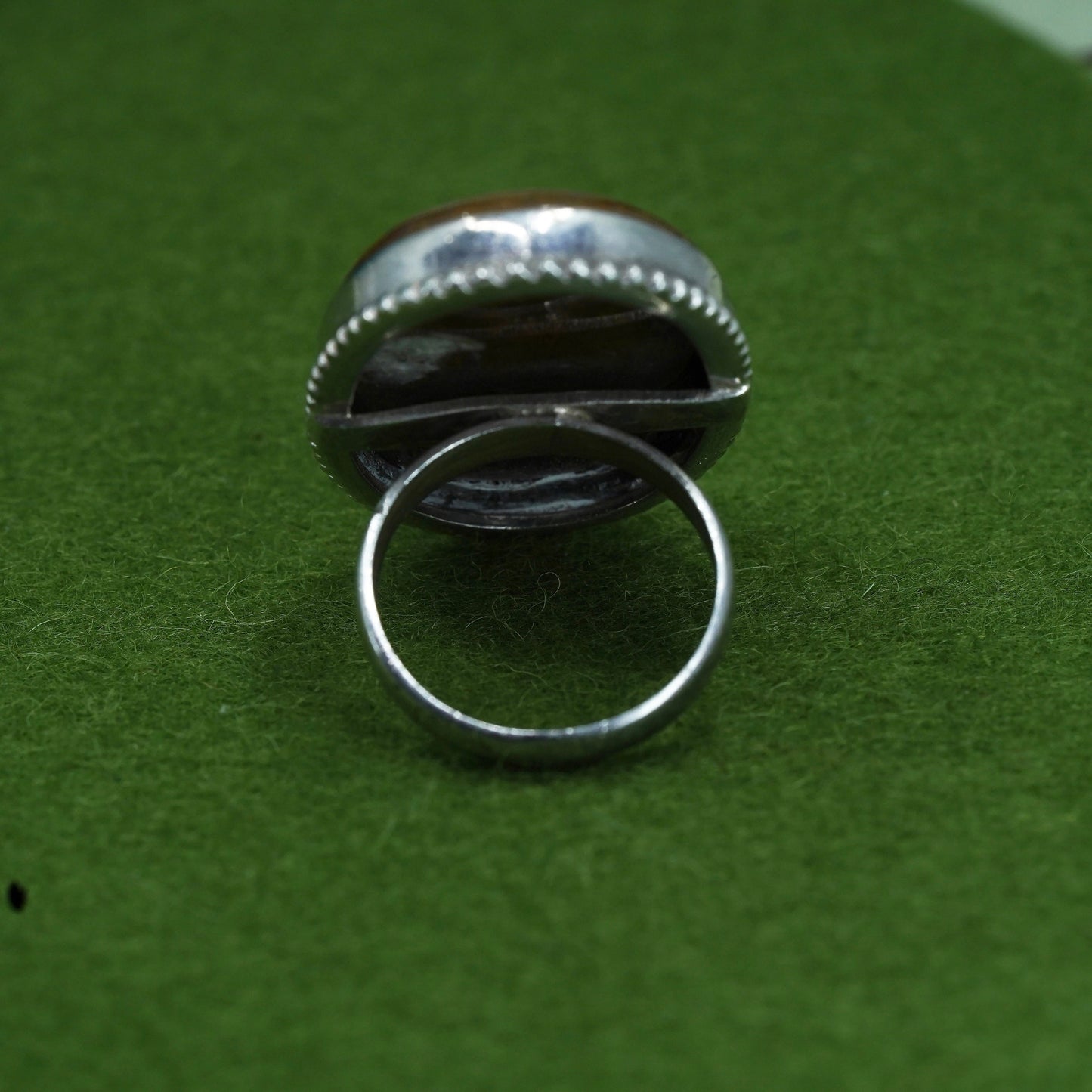 sz 9, sterling silver ring, southwestern handmade 925 silver ring oval broznite