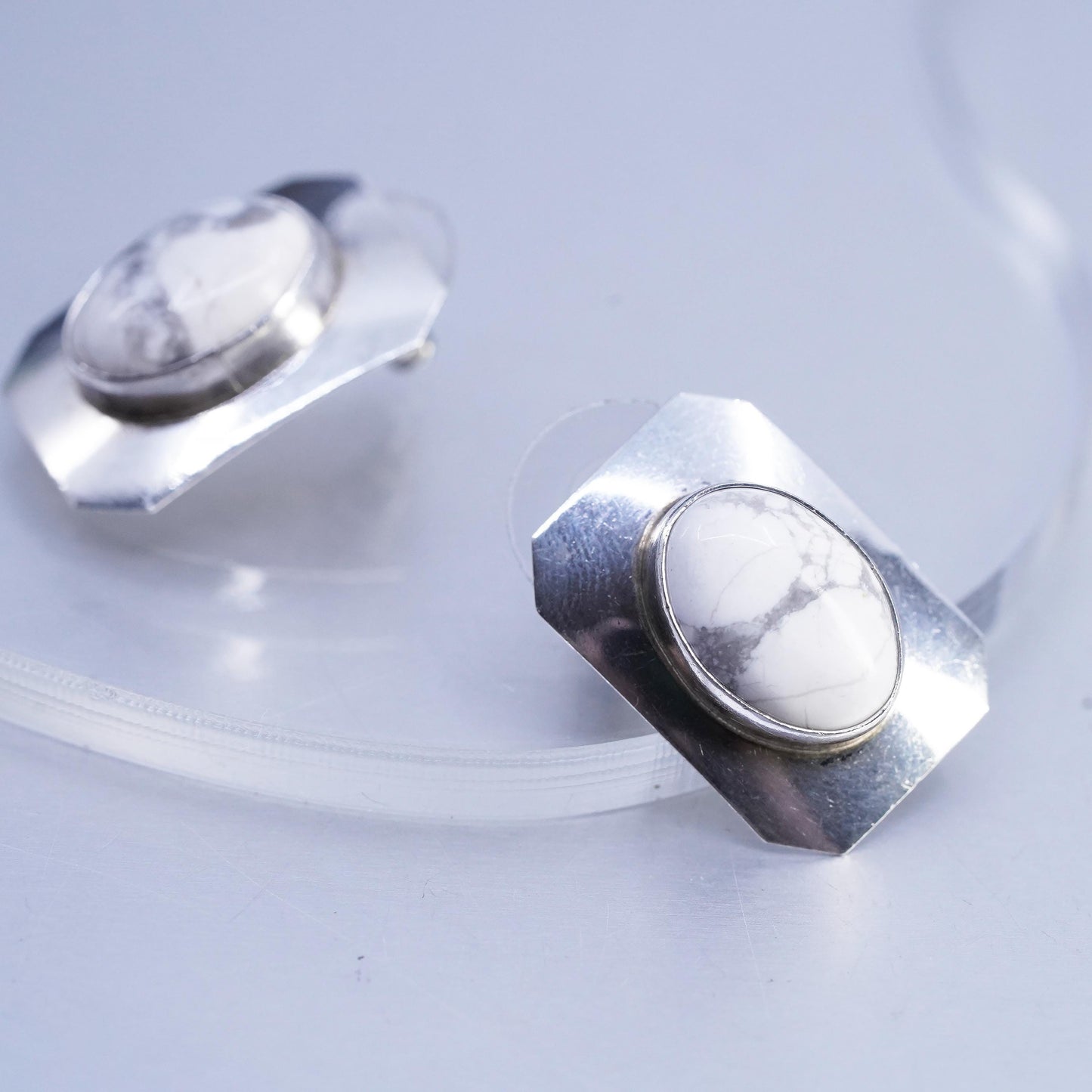 Native American southwestern Sterling 925 silver earrings, studs howlite