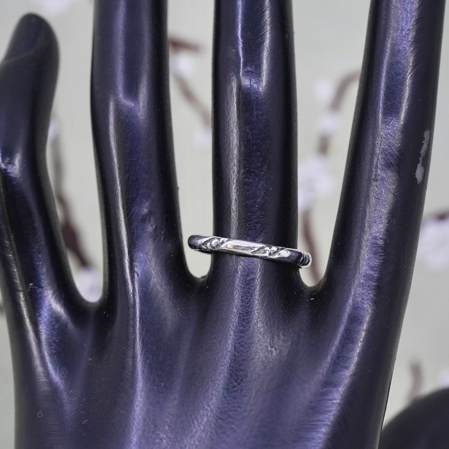Size 12.25, vintage sterling silver handmade ring, 925 thin stackable band