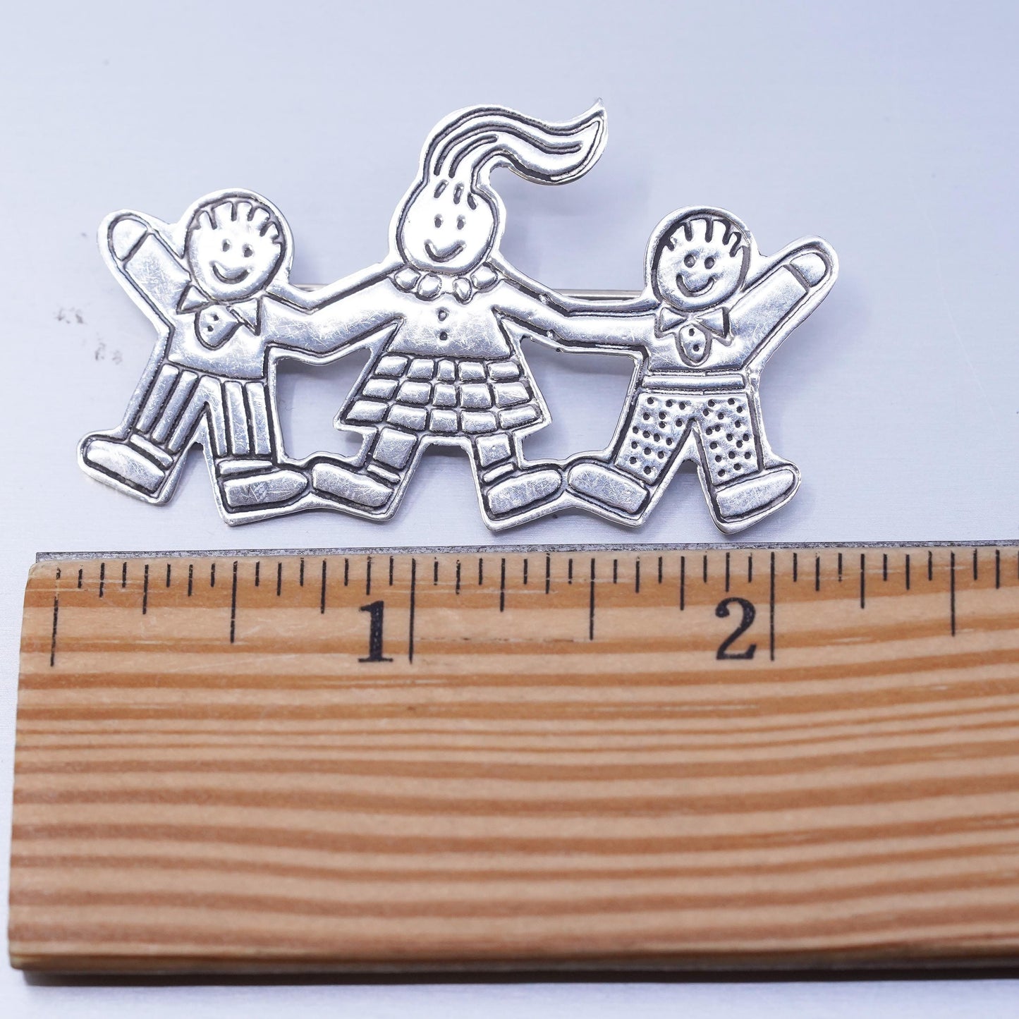 Antique sterling silver handmade brooch, 925 save the children