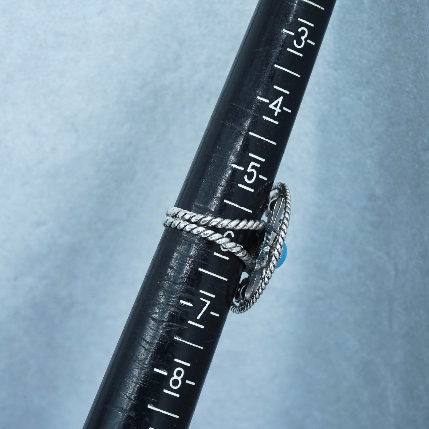 Size 6, Native American navajo Sterling 925 silver flower ring with turquoise
