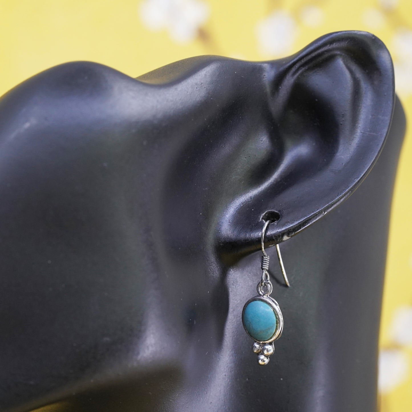 Vintage Sterling 925 silver handmade earrings with turquoise