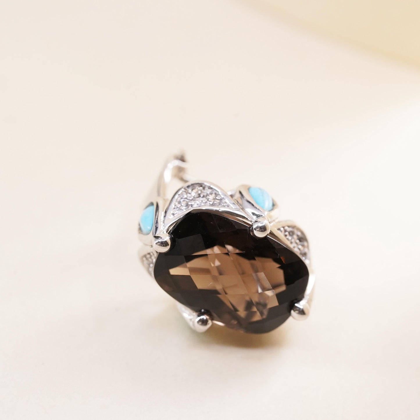 VTG Sterling 925 Silver and single 1 earring smoky quartz, Latch Back Fastener