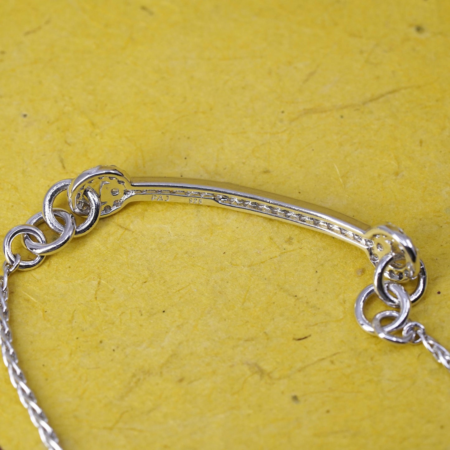 Size adjustable, vintage Sterling silver handmade bracelet, 925 snake chain cz