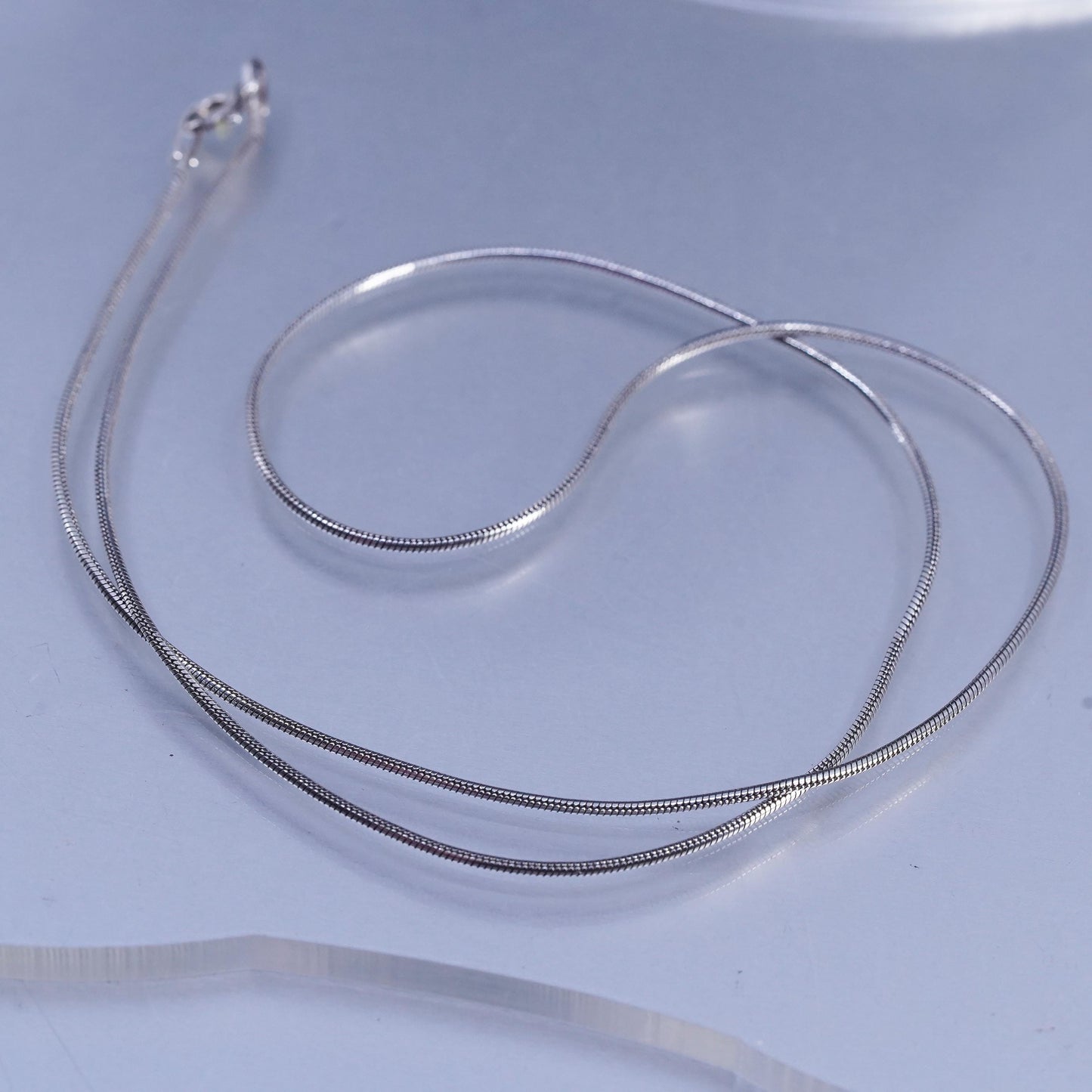 20” 1mm, vintage Italy Sterling 925 silver snake chain necklace