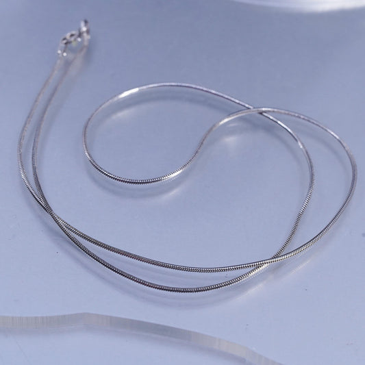 20” 1mm, vintage Italy Sterling 925 silver snake chain necklace