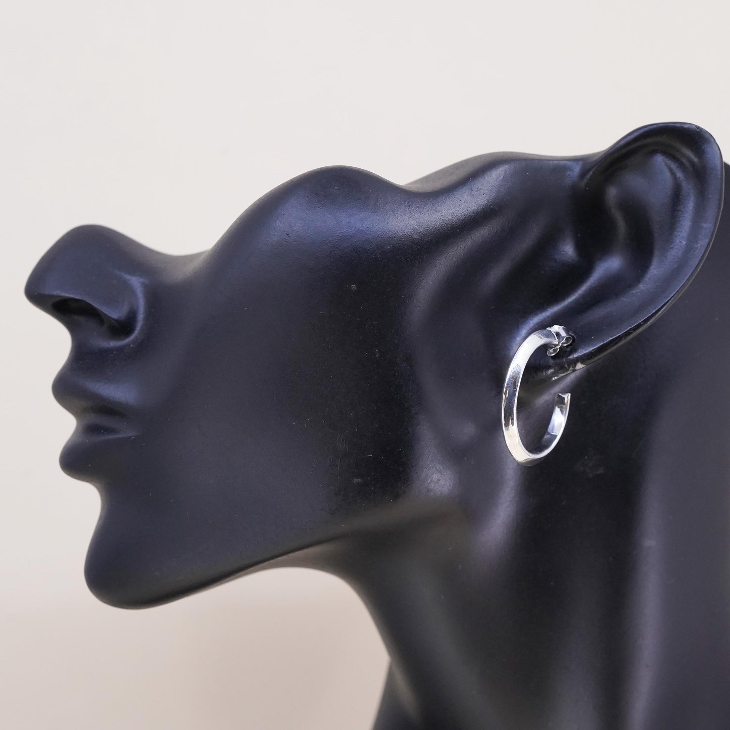 1", Vintage sterling silver single earring, minimalist primitive hoop stud