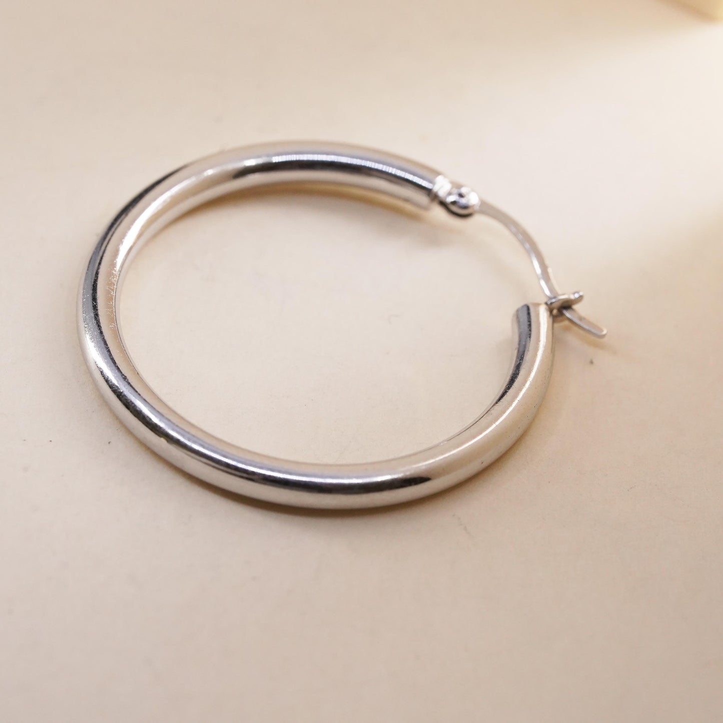 1.25", Vintage sterling silver loop single earring, bold minimalist hoop