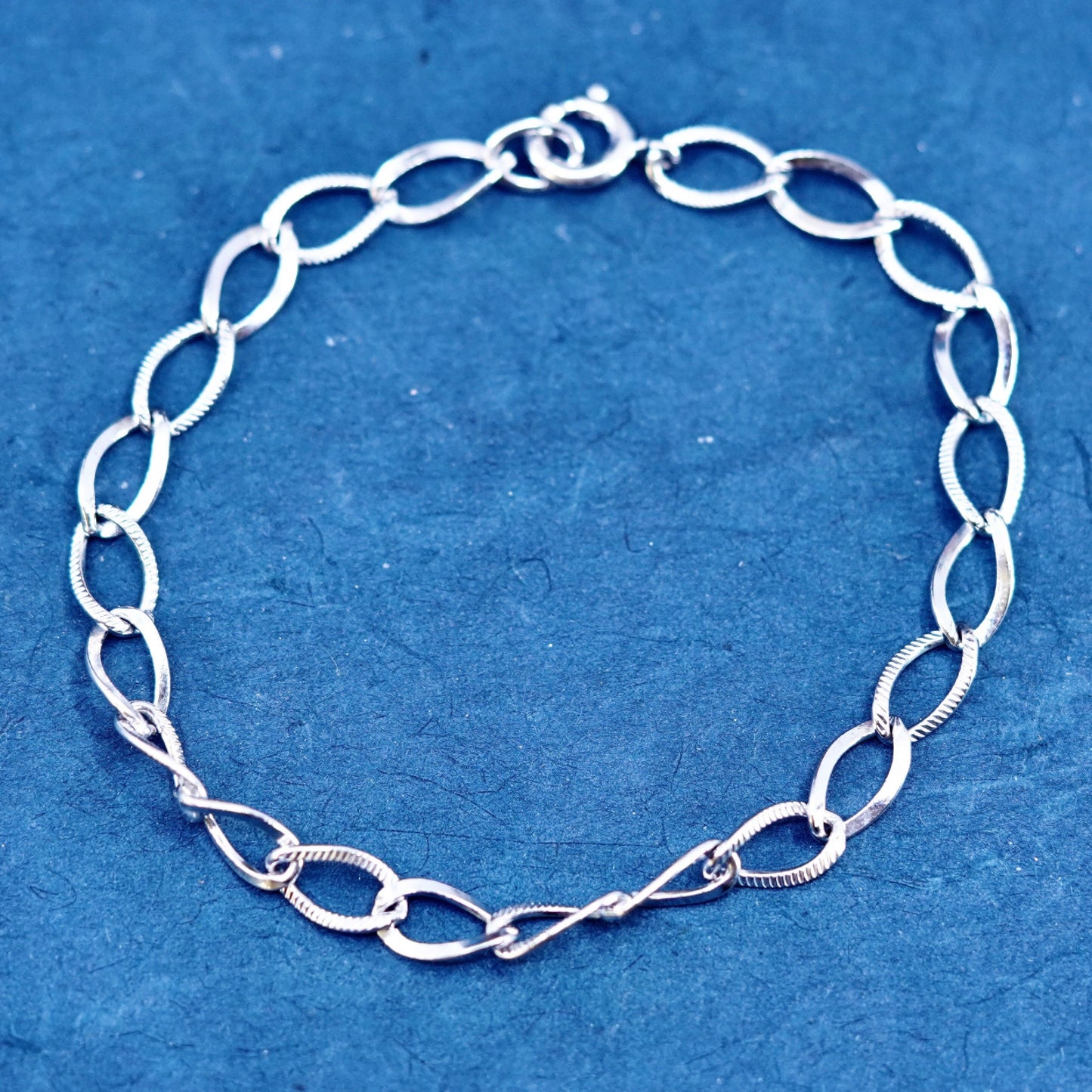 7”, 6mm, vintage Sterling silver handmade bracelet, 925 curb link chain
