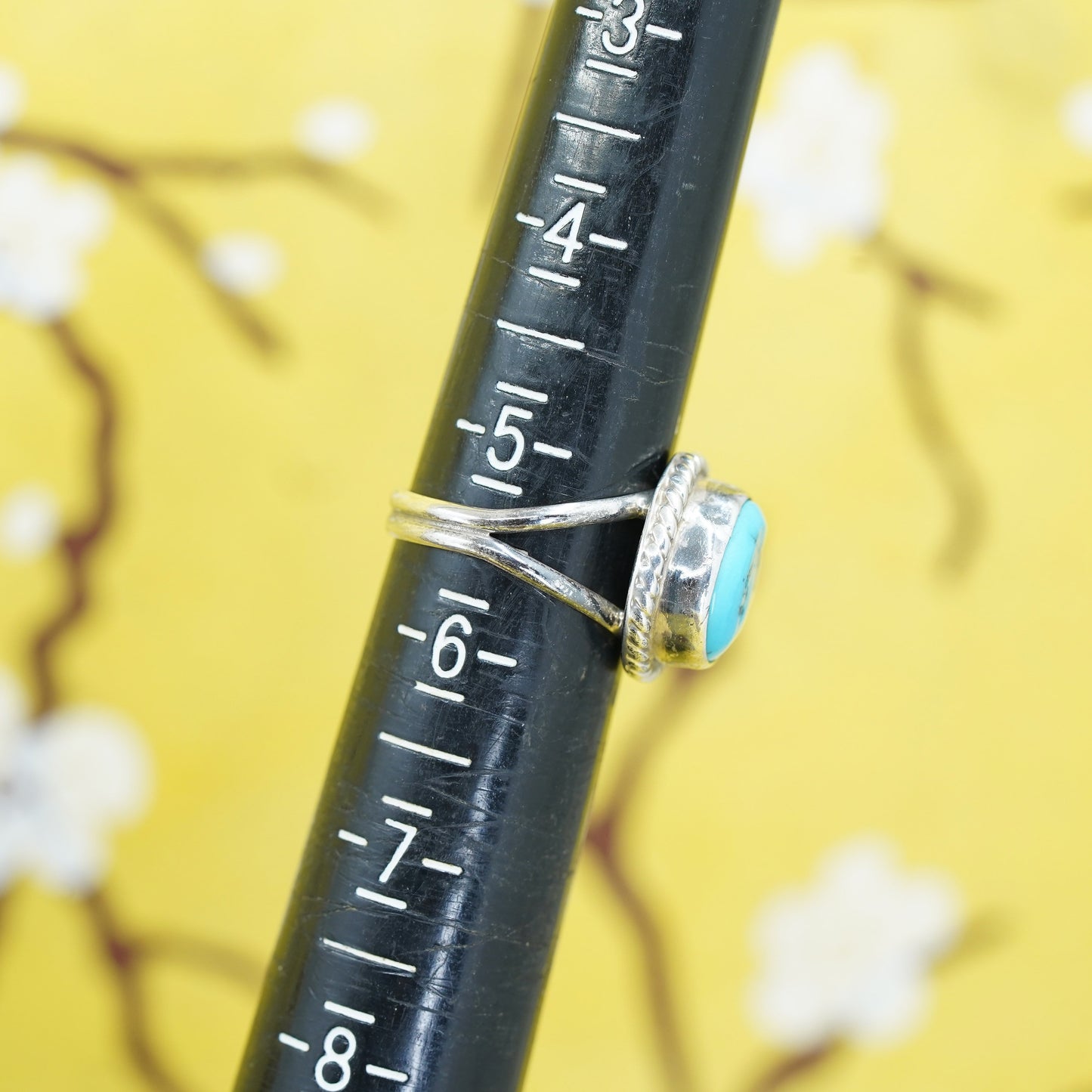 Size 5.25, southwestern Sterling silver 925 handmade ring with turquoise beads