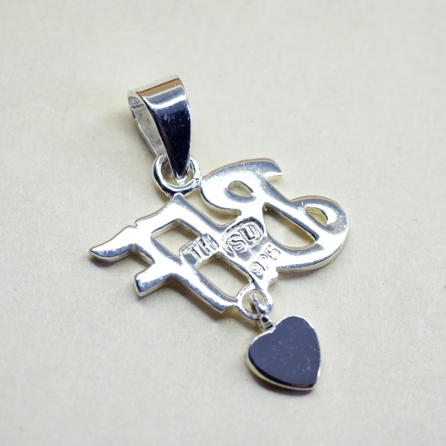 Vintage sterling silver charm, 925 BBF best friends forever pendant with heart