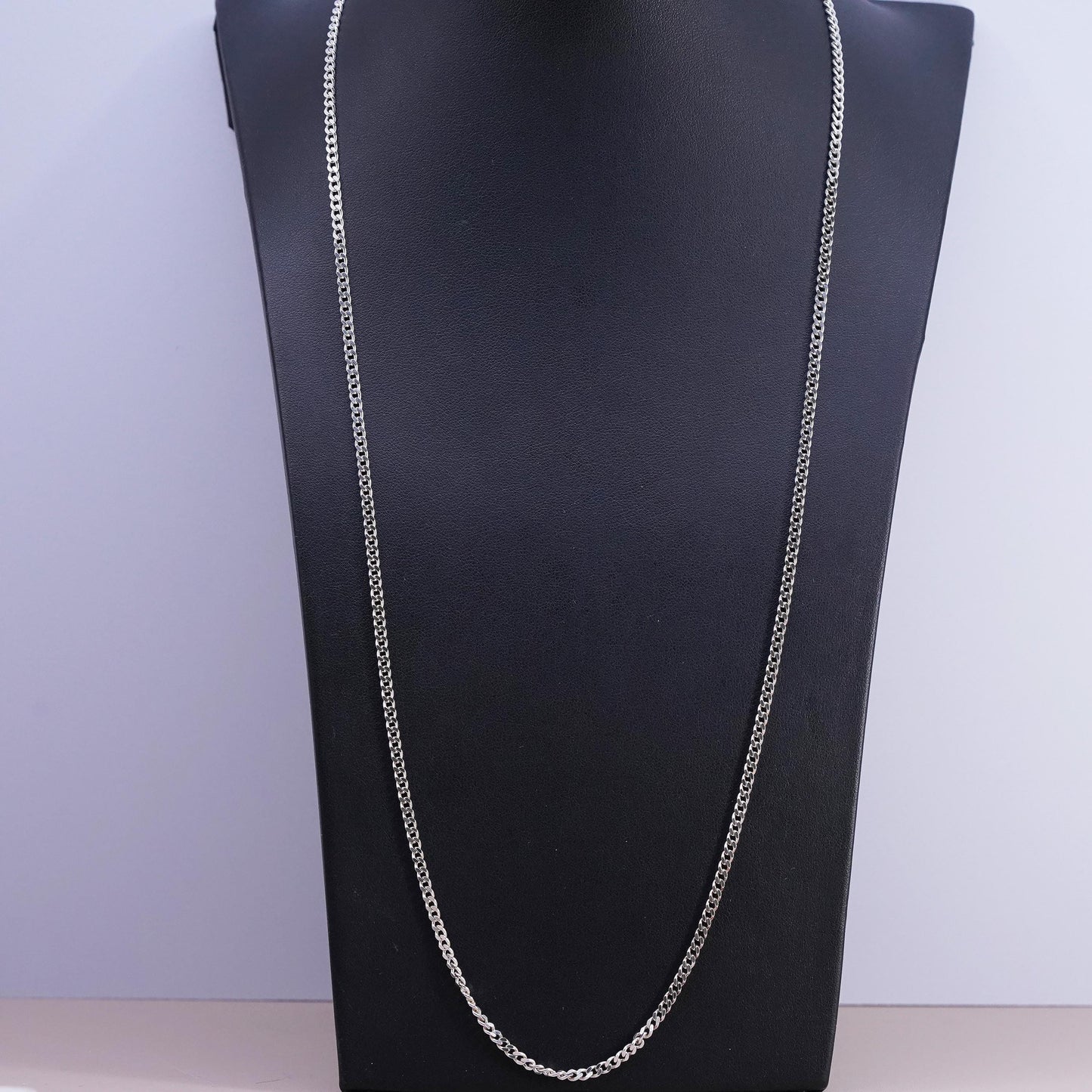 26", 3mm, vintage Sterling silver handmade necklace, 925 curb chain