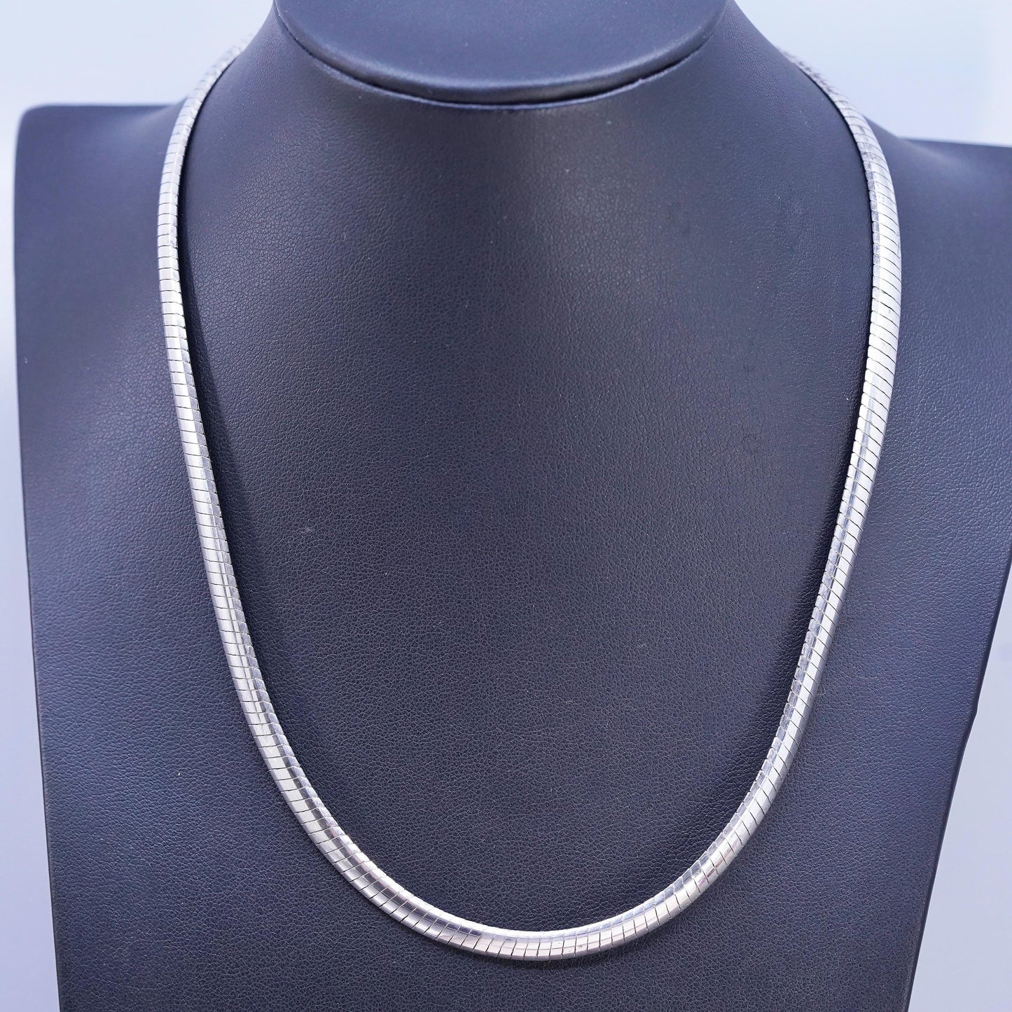 18" 5mm, vintage Milor Sterling silver necklace, curved 925 herringbone chain