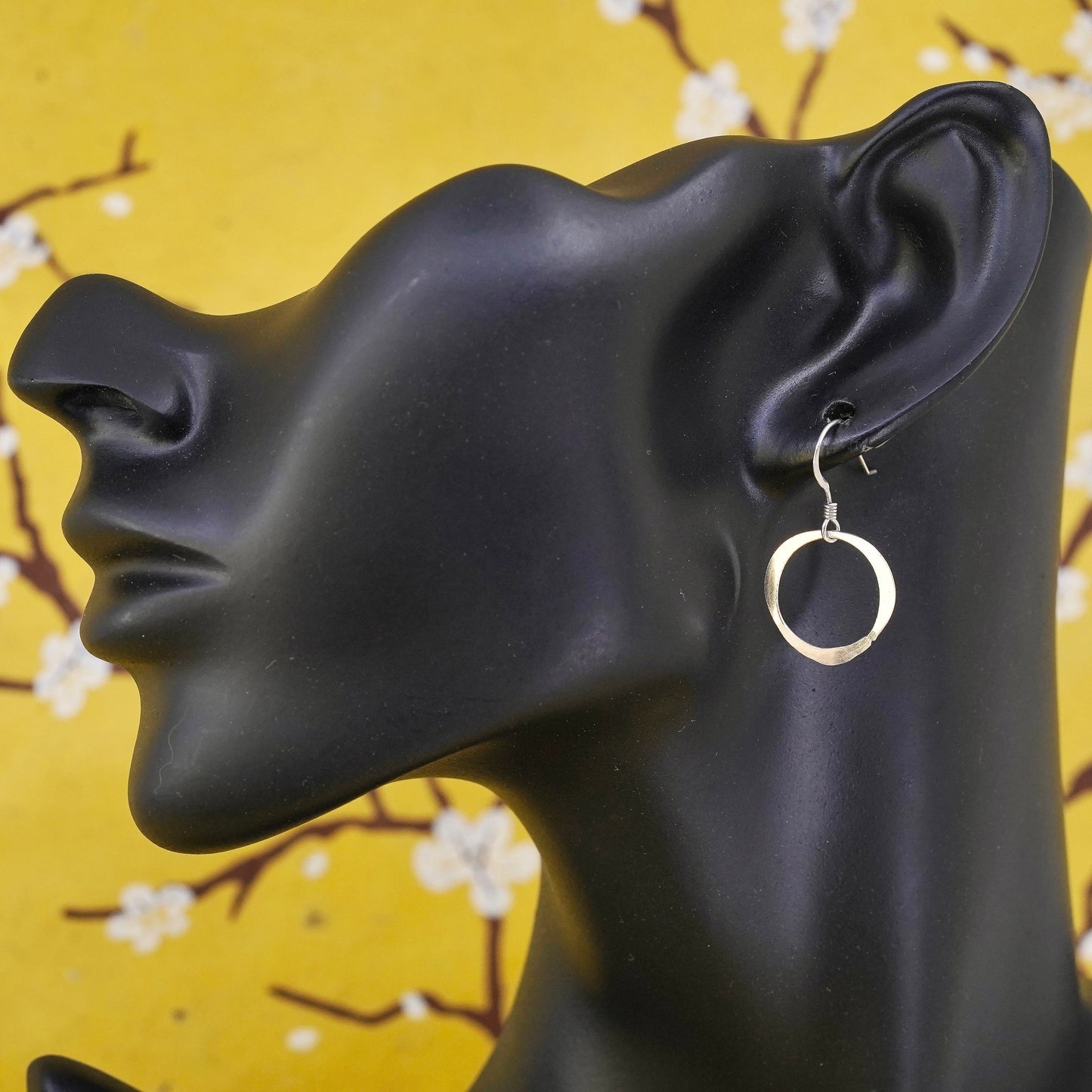 Vintage Sterling silver handmade earrings, 925 circles dangle