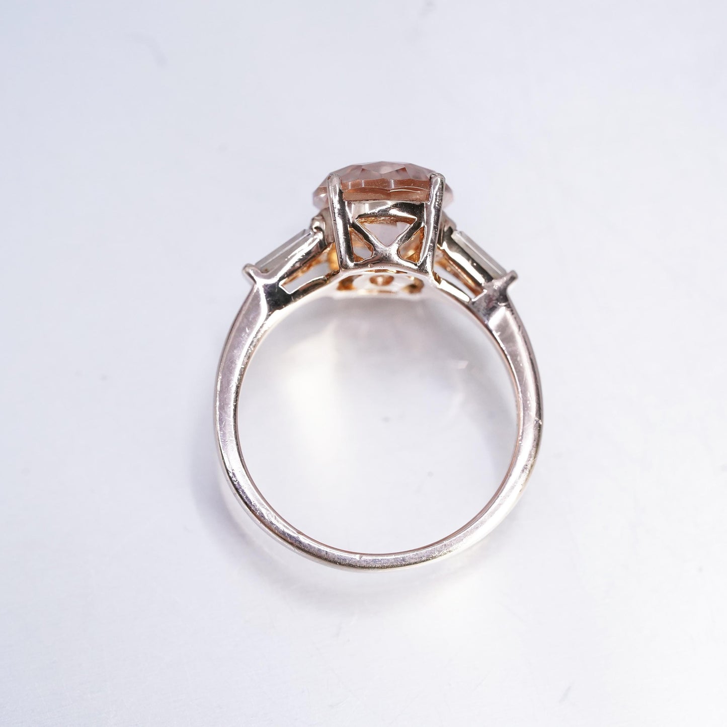 Size 7, vermeil rose gold over Sterling 925 silver ring oval orange crystal Cz