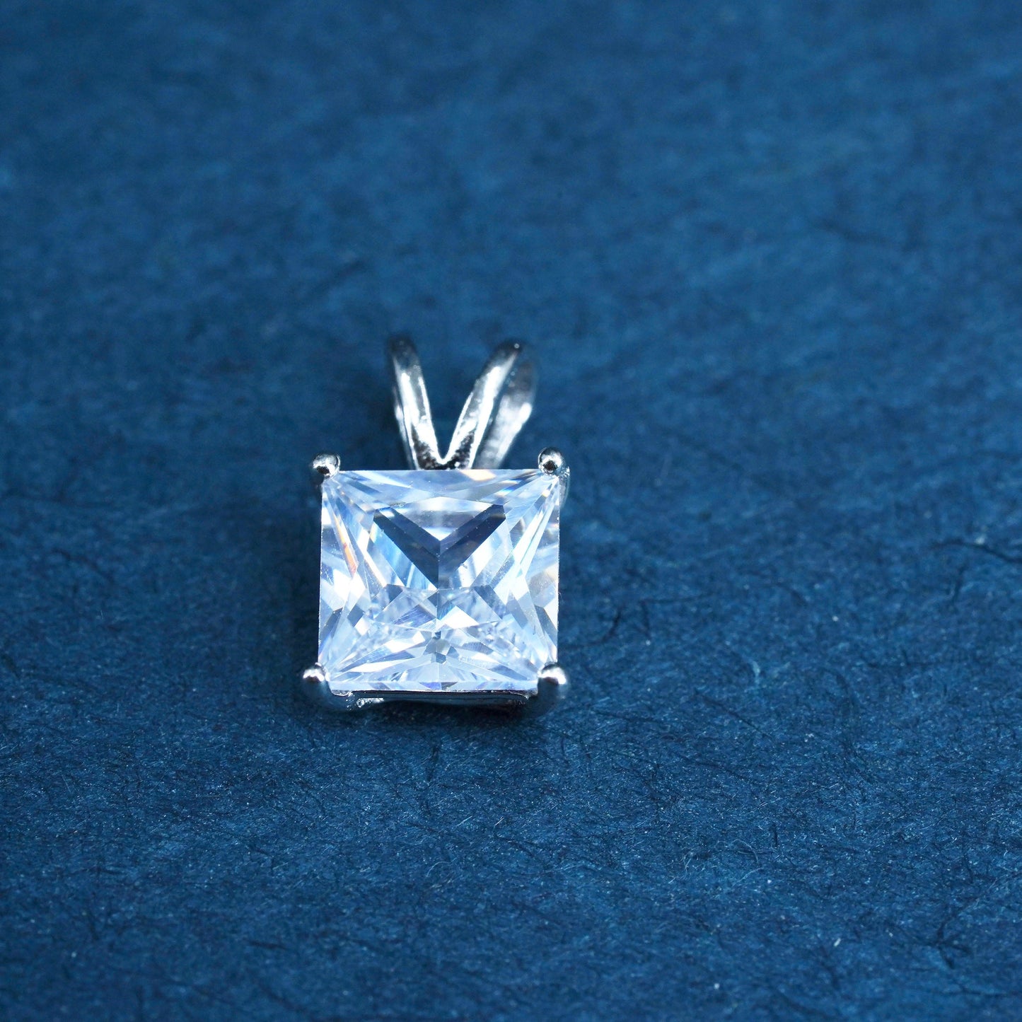 vintage Sterling silver handmade pendant, solid 925 silver with cz details