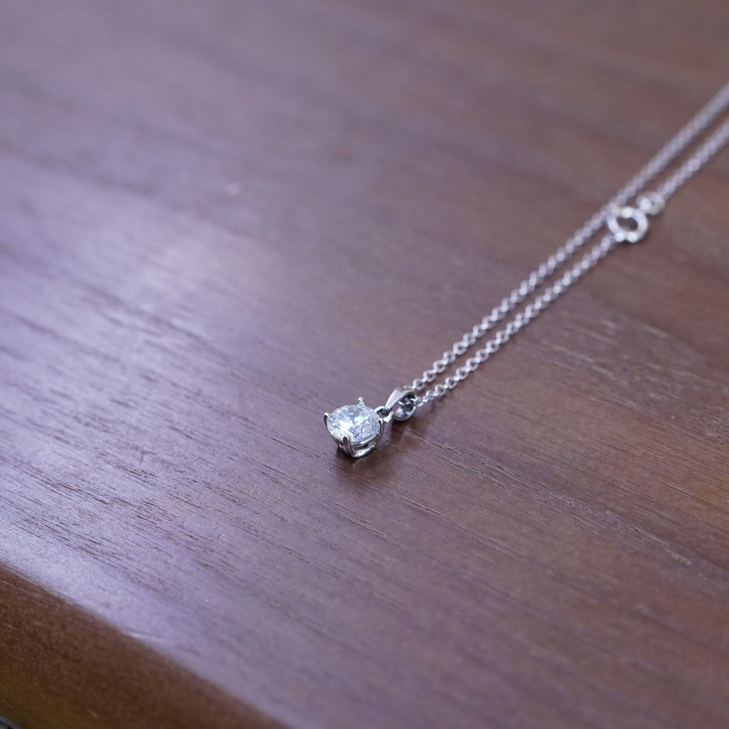 18”, 1mm, vintage Sterling silver necklace, 925 circle chain with Cz pendant