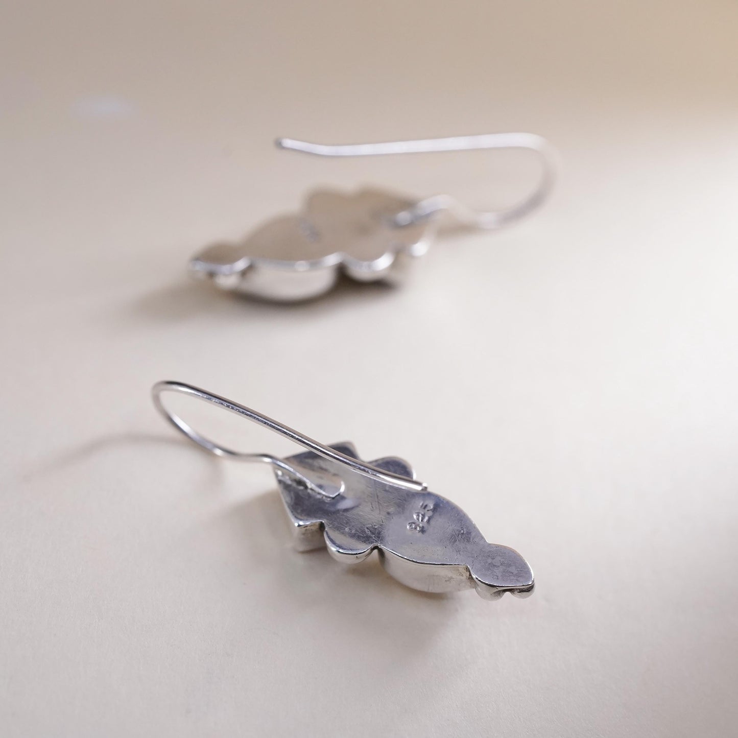 Vintage Sterling 925 silver handmade earrings with amethyst and moonstone
