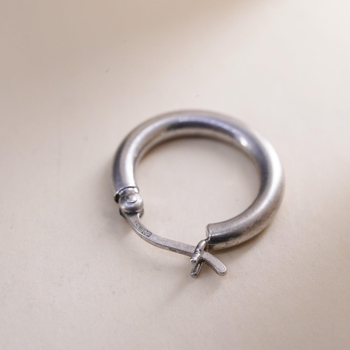 0.5", Vintage sterling silver loop single earring, minimalist primitive hoop